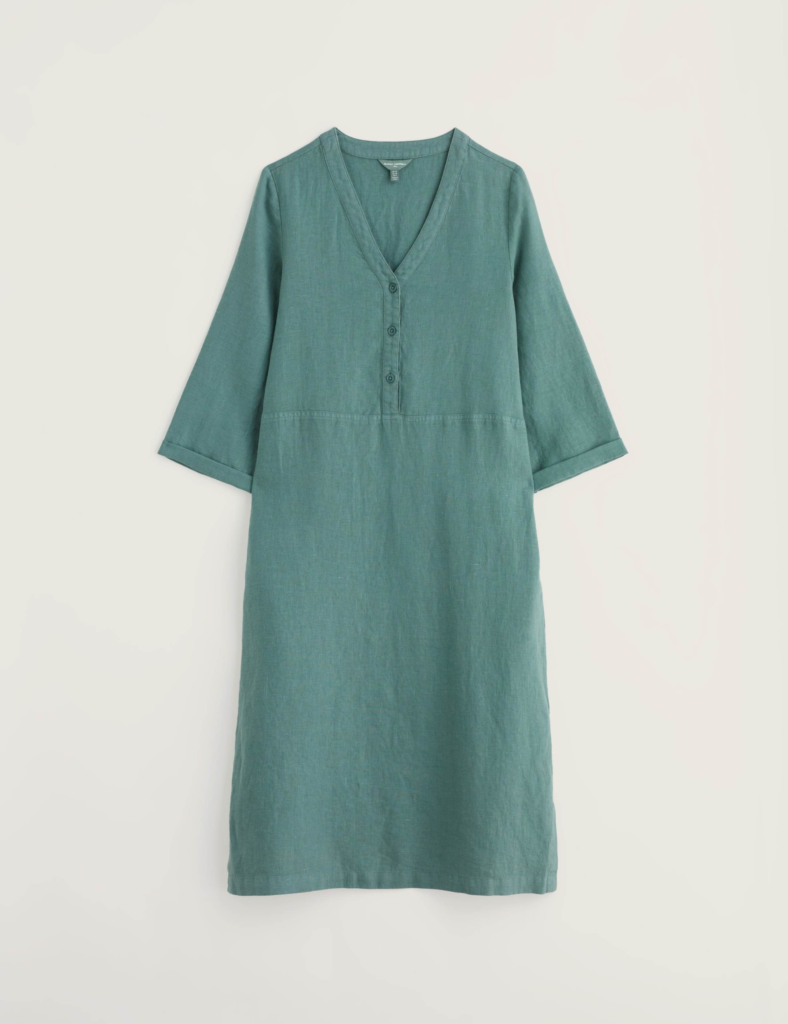 Pure Linen Midi Shift Dress 2 of 5