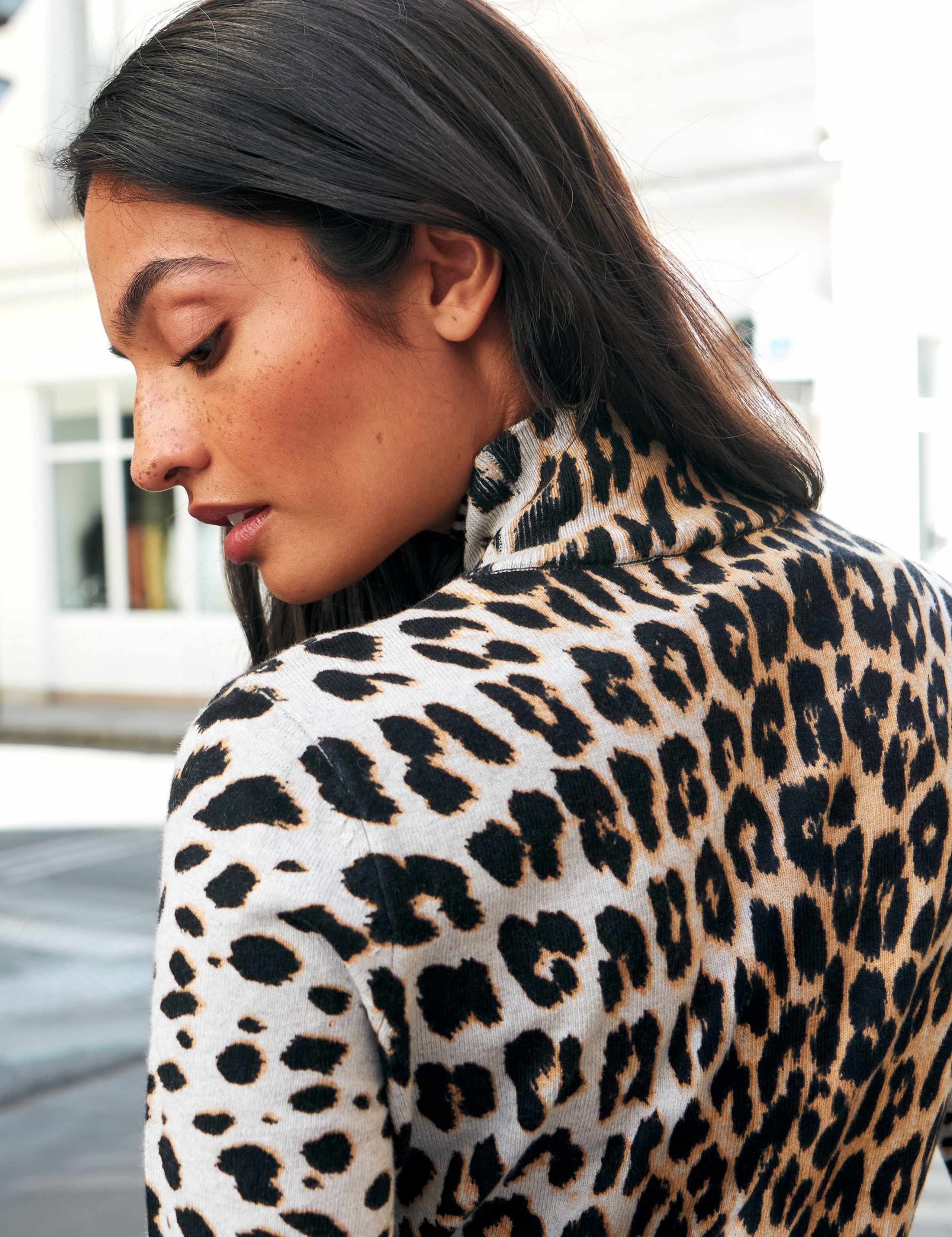 Cotton Rich Animal Print Roll Neck Top 4 of 5