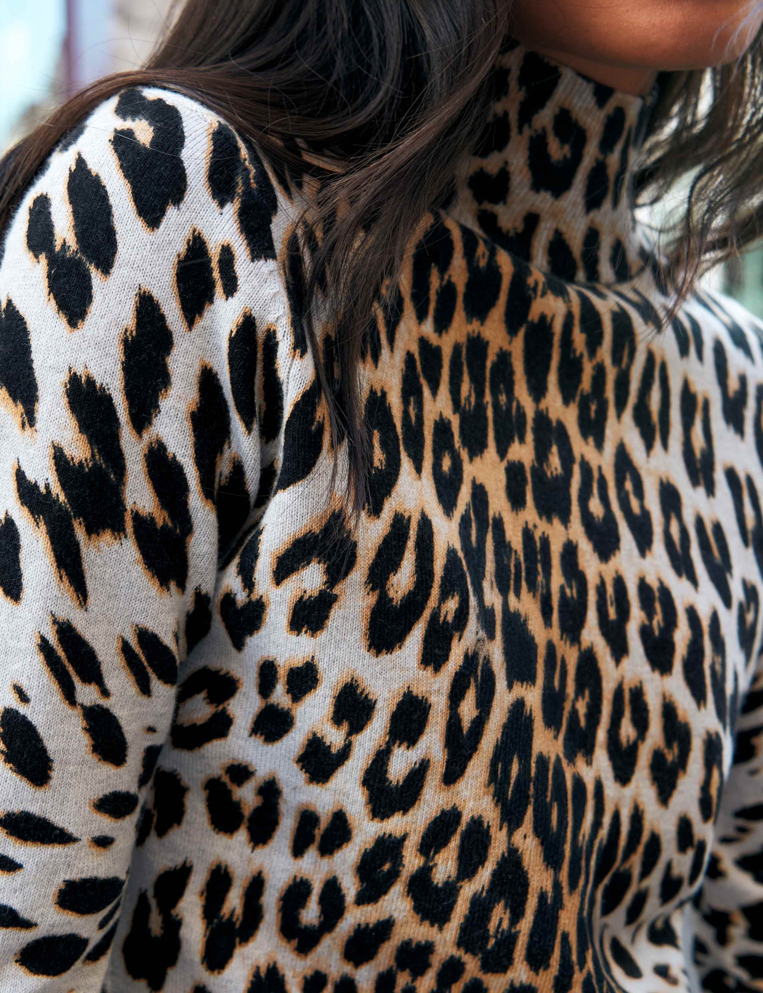 Cotton Rich Animal Print Roll Neck Top 5 of 5