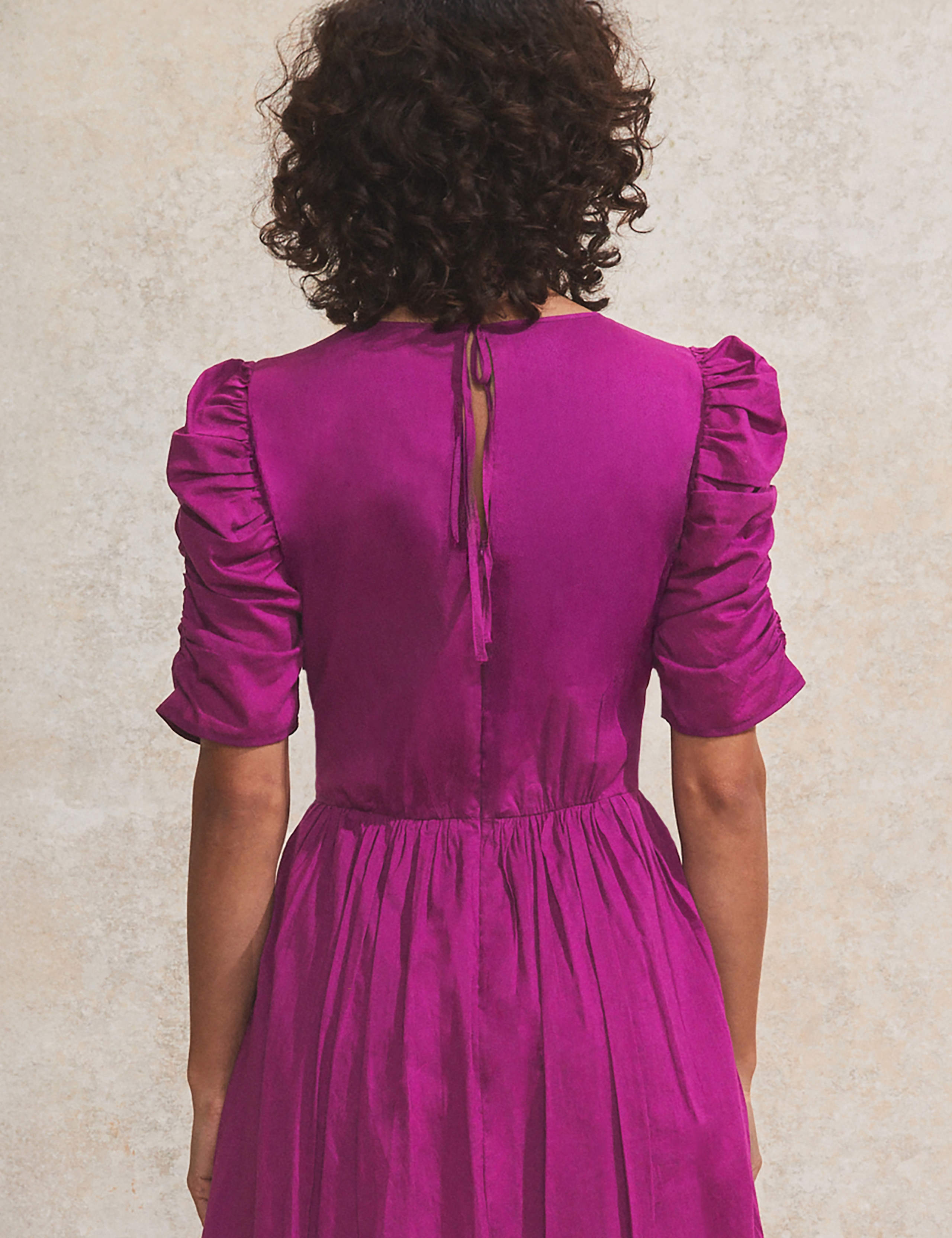 Pure Cotton Round Neck Midi Waisted Dress 5 of 6