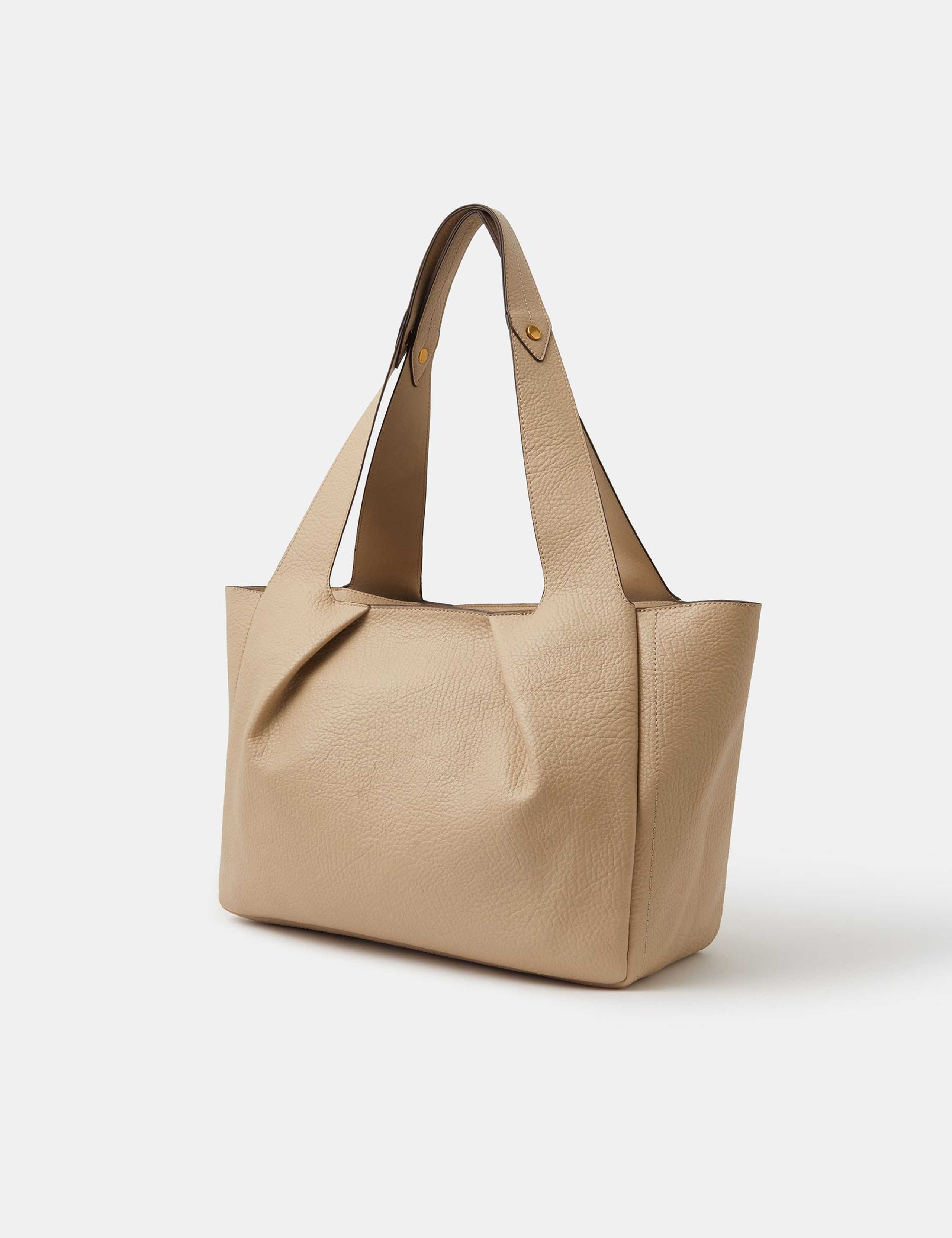 Faux Leather Pleated Shoulder Bag 2 of 4