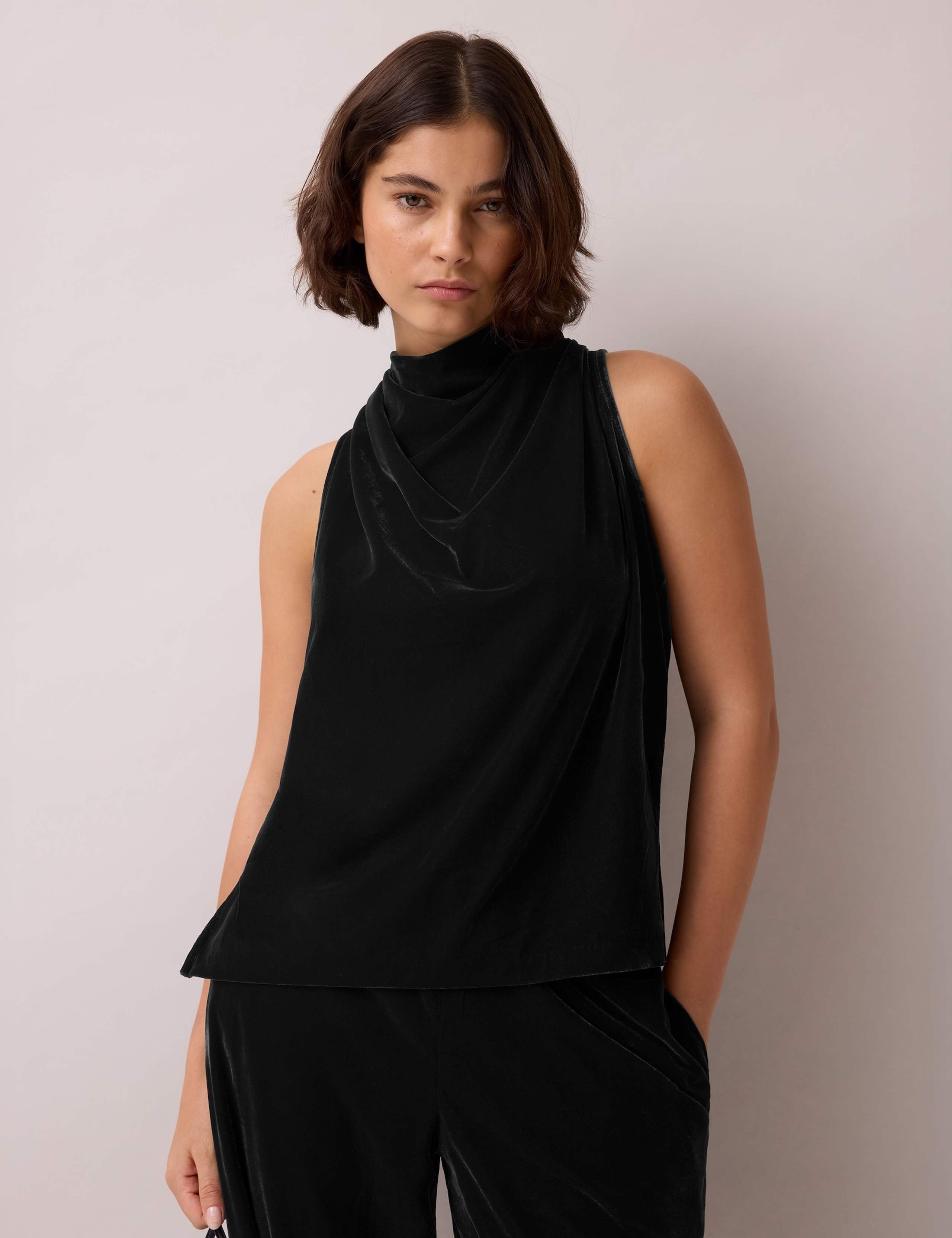 Velvet Cowl Neck Regular Fit Vest 4 of 5