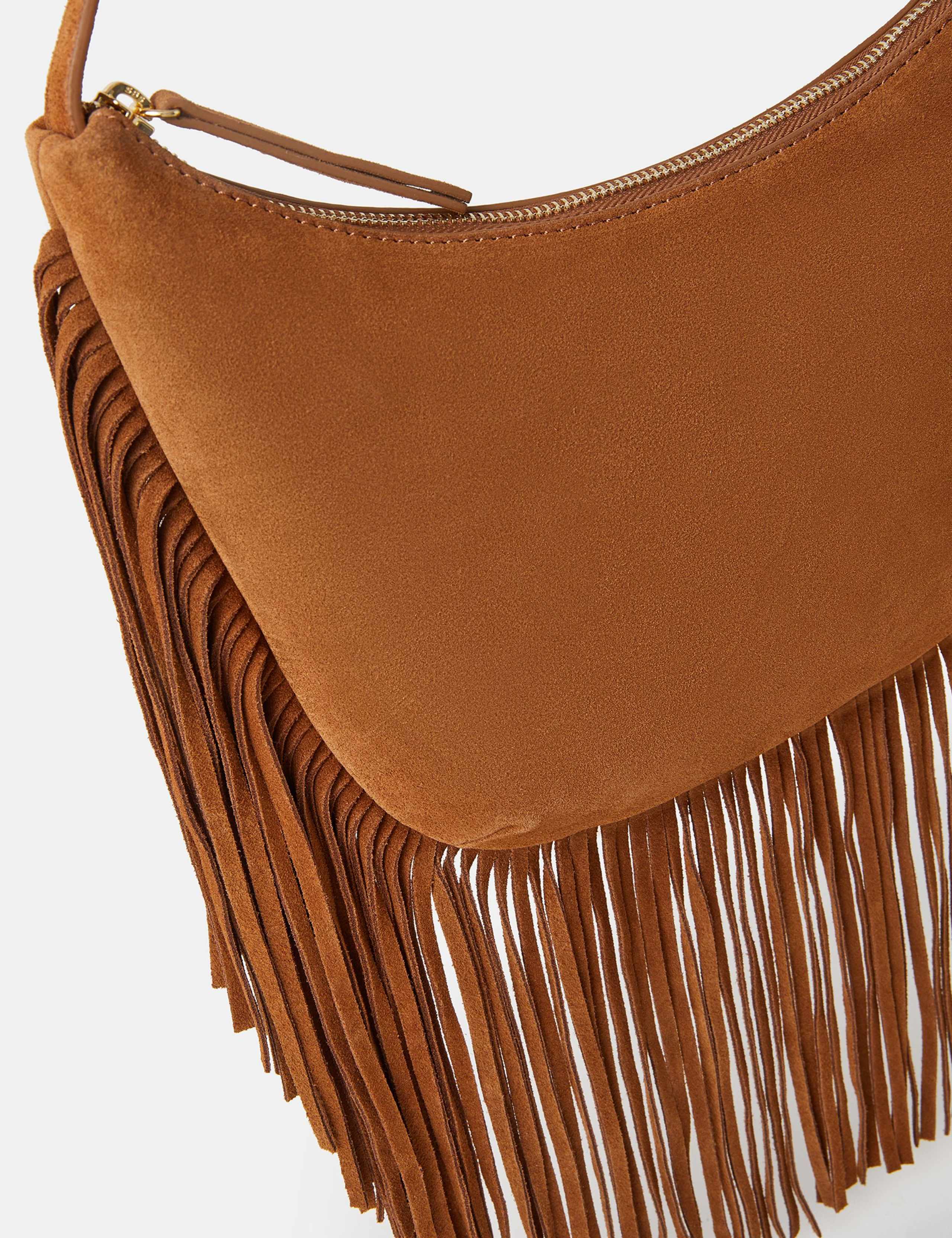 Suede Fringed Scoop Shoulder Bag 3 of 4