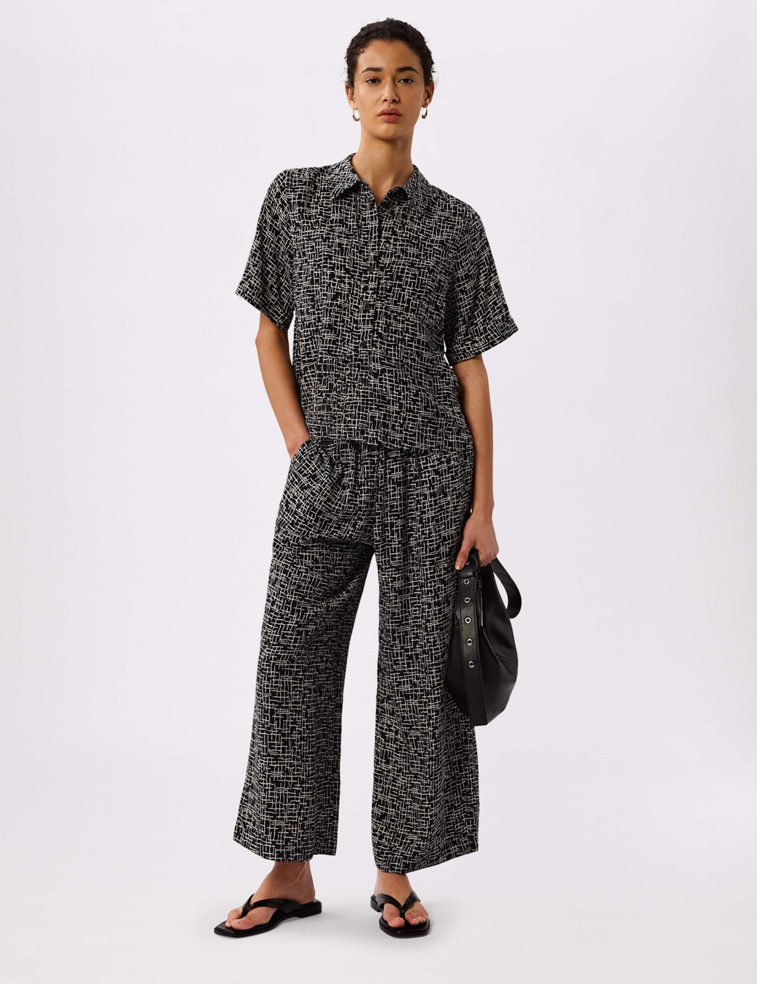 Pure Cotton Printed Wide Leg Trousers 3 of 7