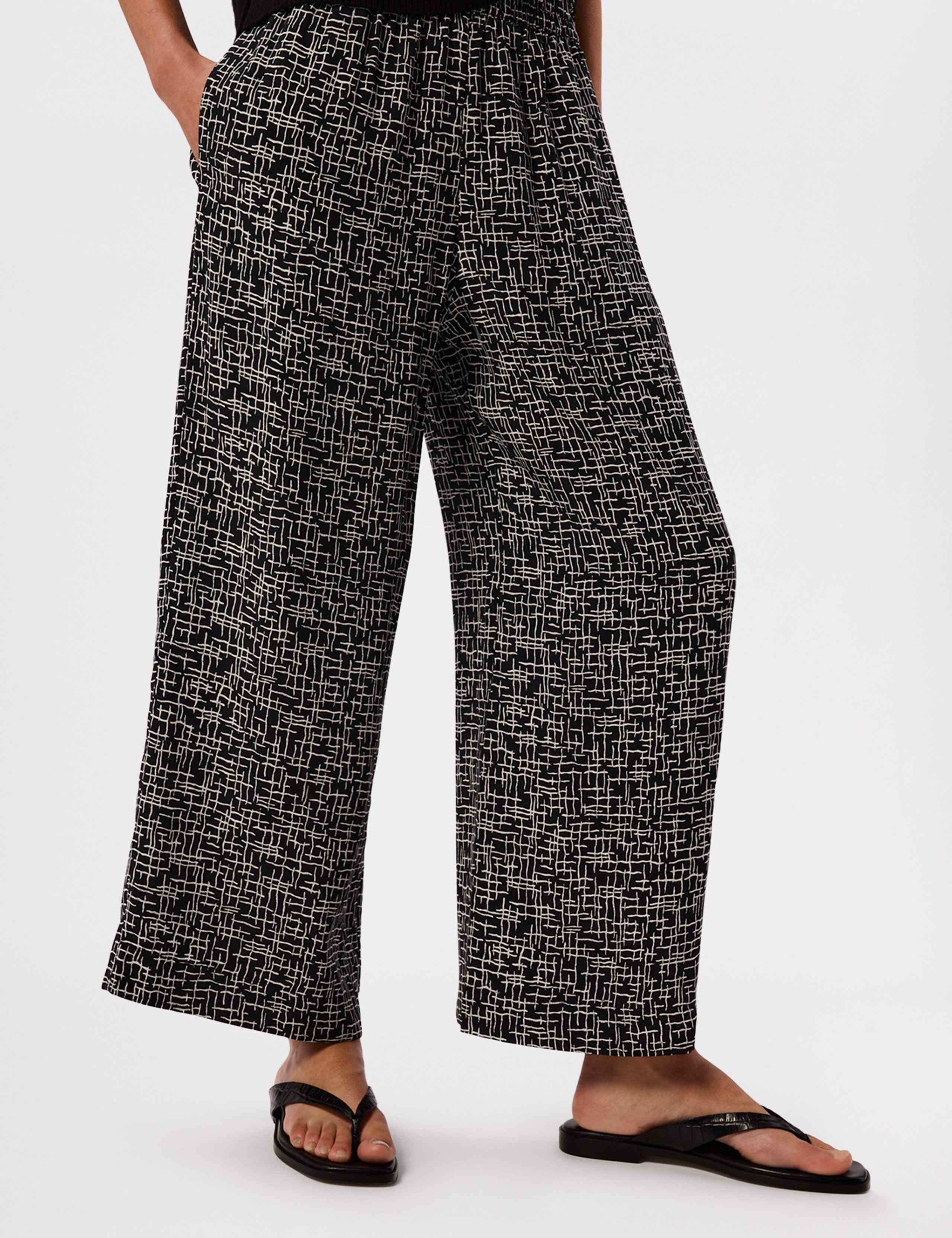 Pure Cotton Printed Wide Leg Trousers 4 of 7