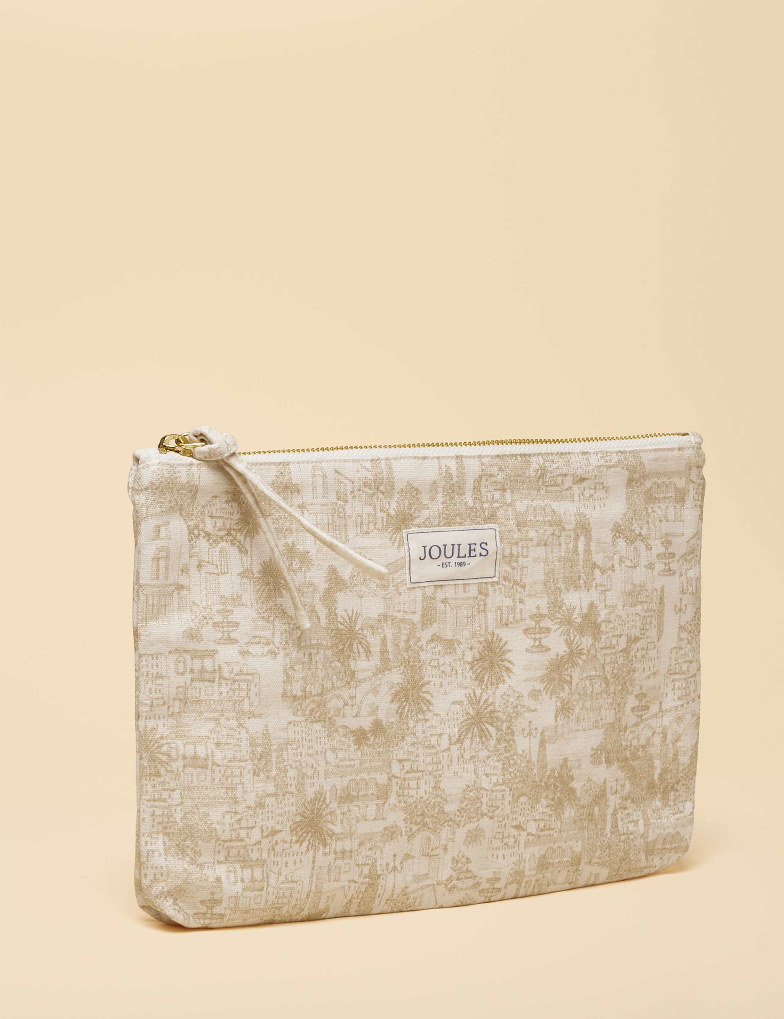 Pure Cotton Toile Print Zip Pouch 2 of 5