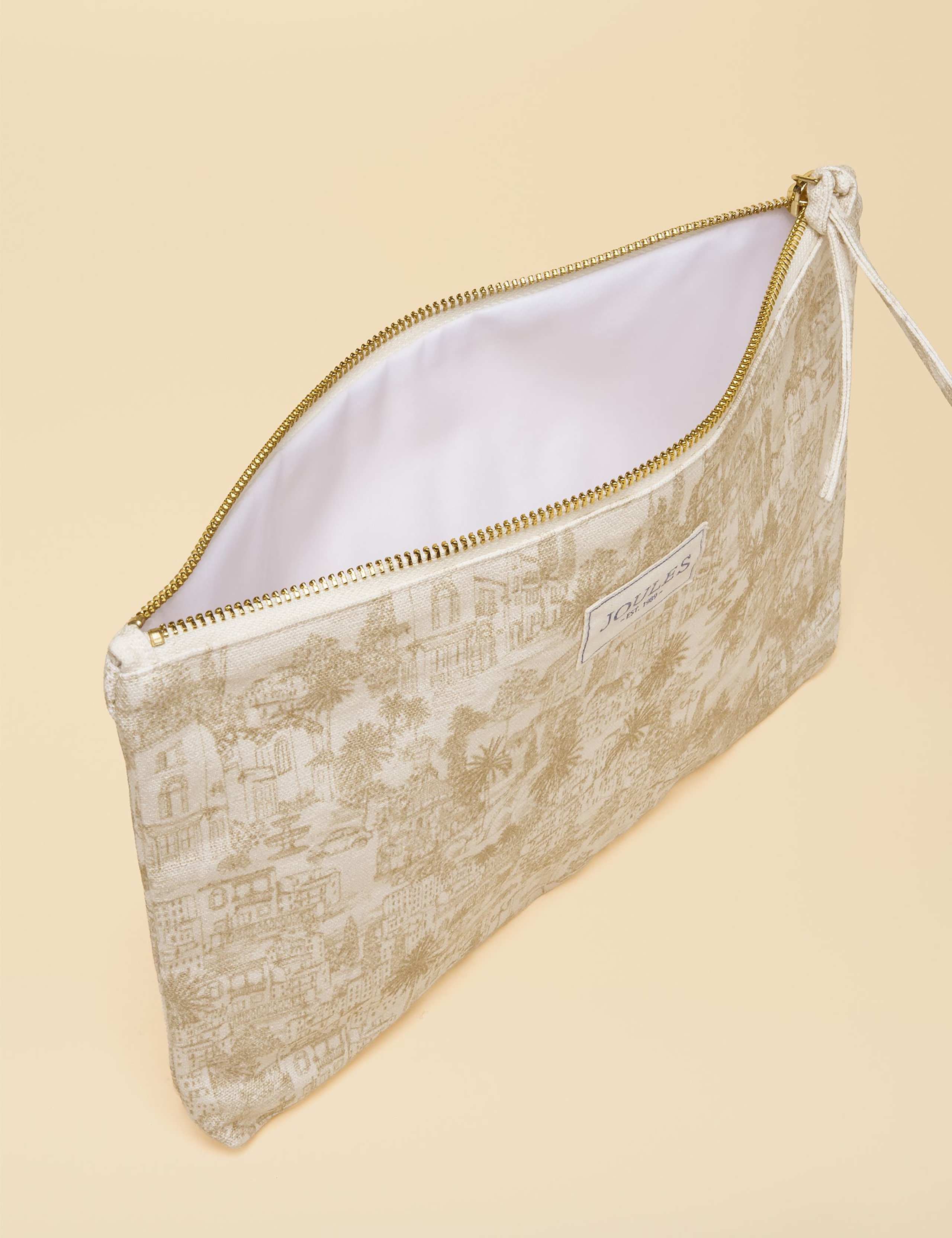 Pure Cotton Toile Print Zip Pouch 3 of 5