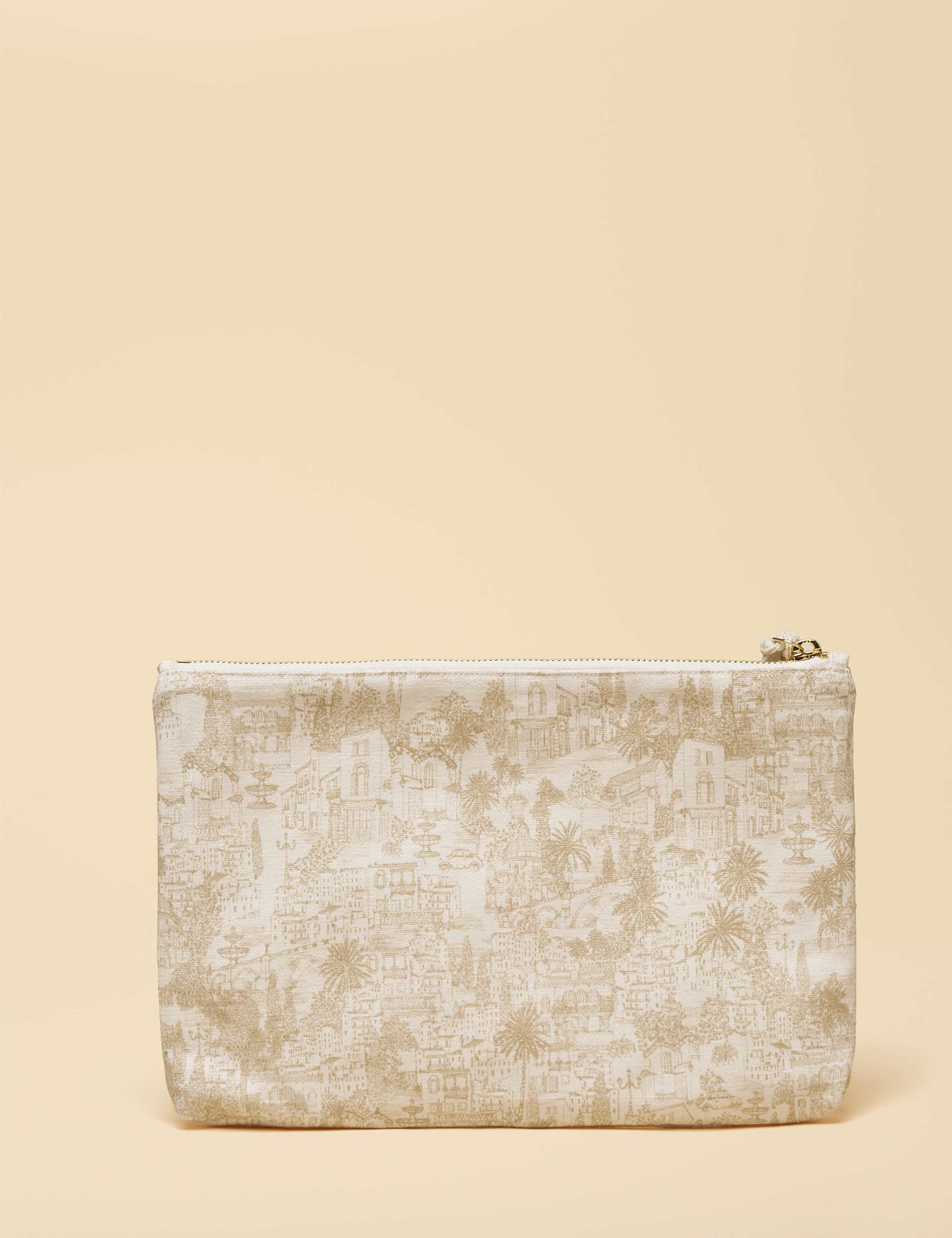 Pure Cotton Toile Print Zip Pouch 4 of 5