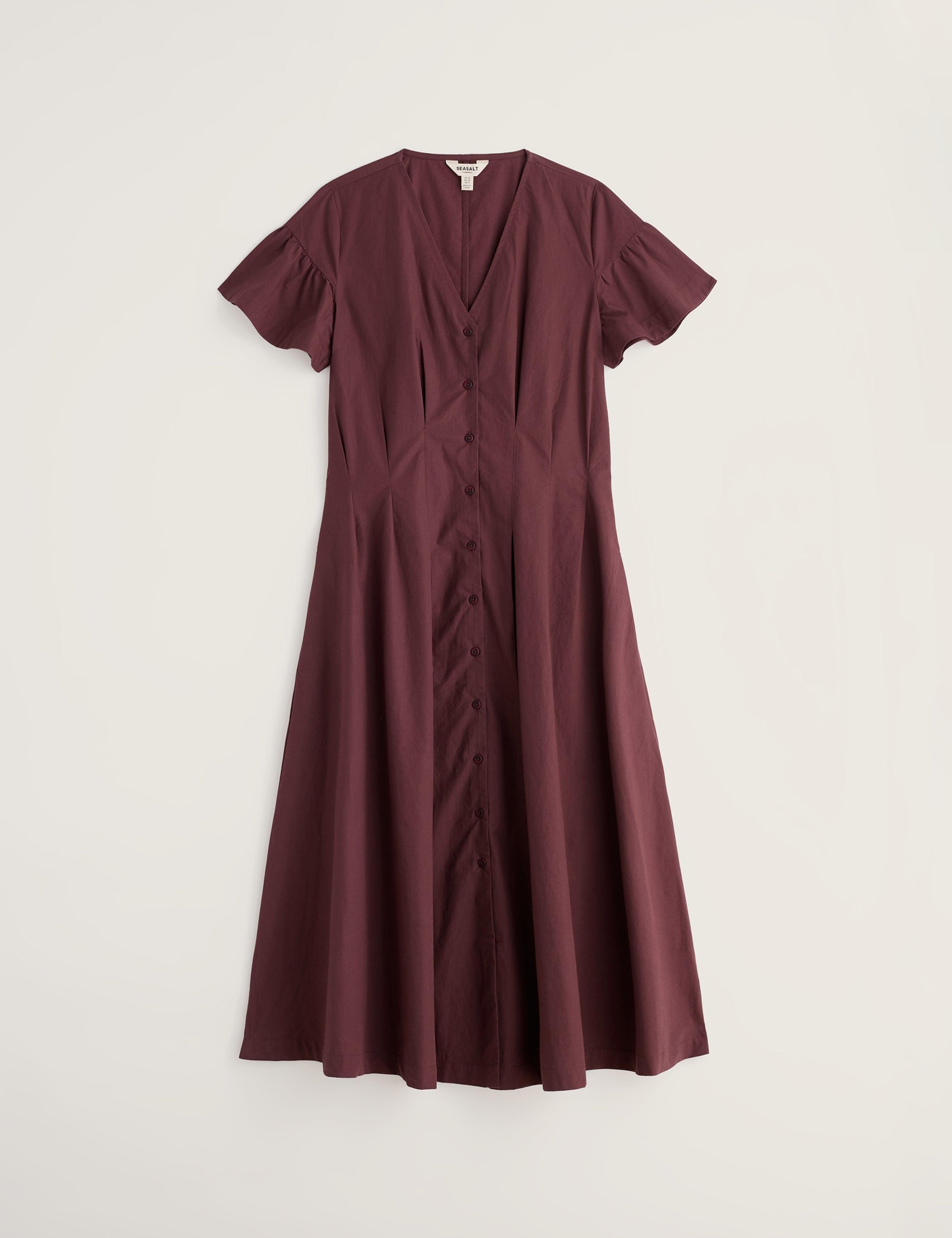 Pure Cotton V-Neck Midi Waisted Dress 2 of 5