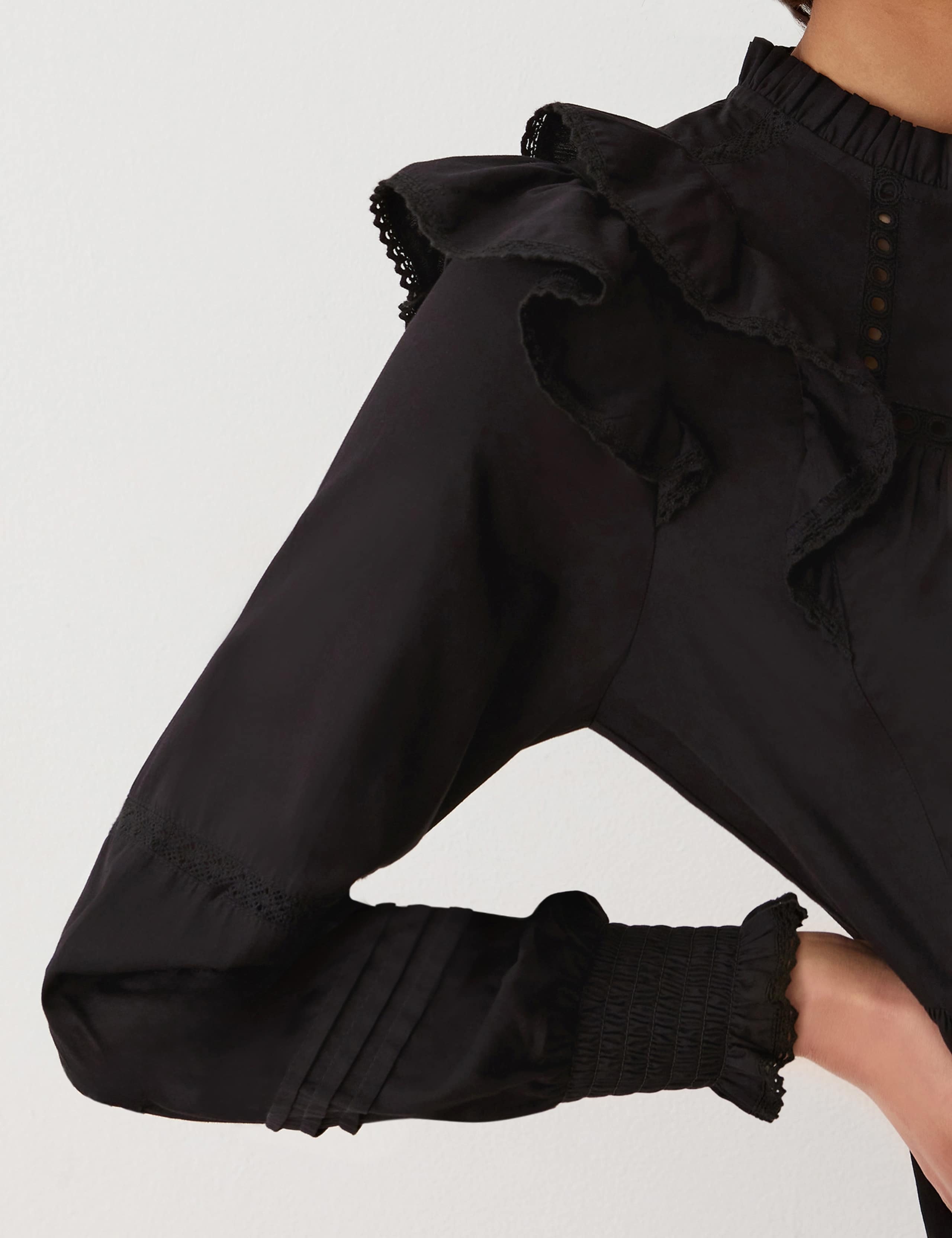 Pure Cotton Ruffle Shoulder Midi Dress 4 of 4