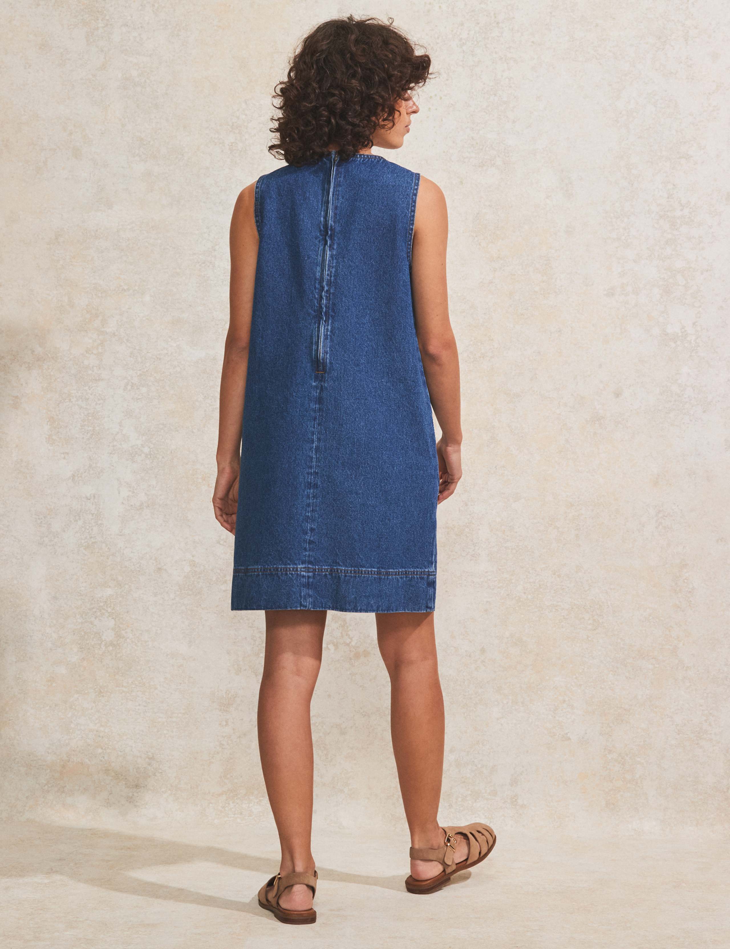Denim Mini Shift Dress 3 of 5