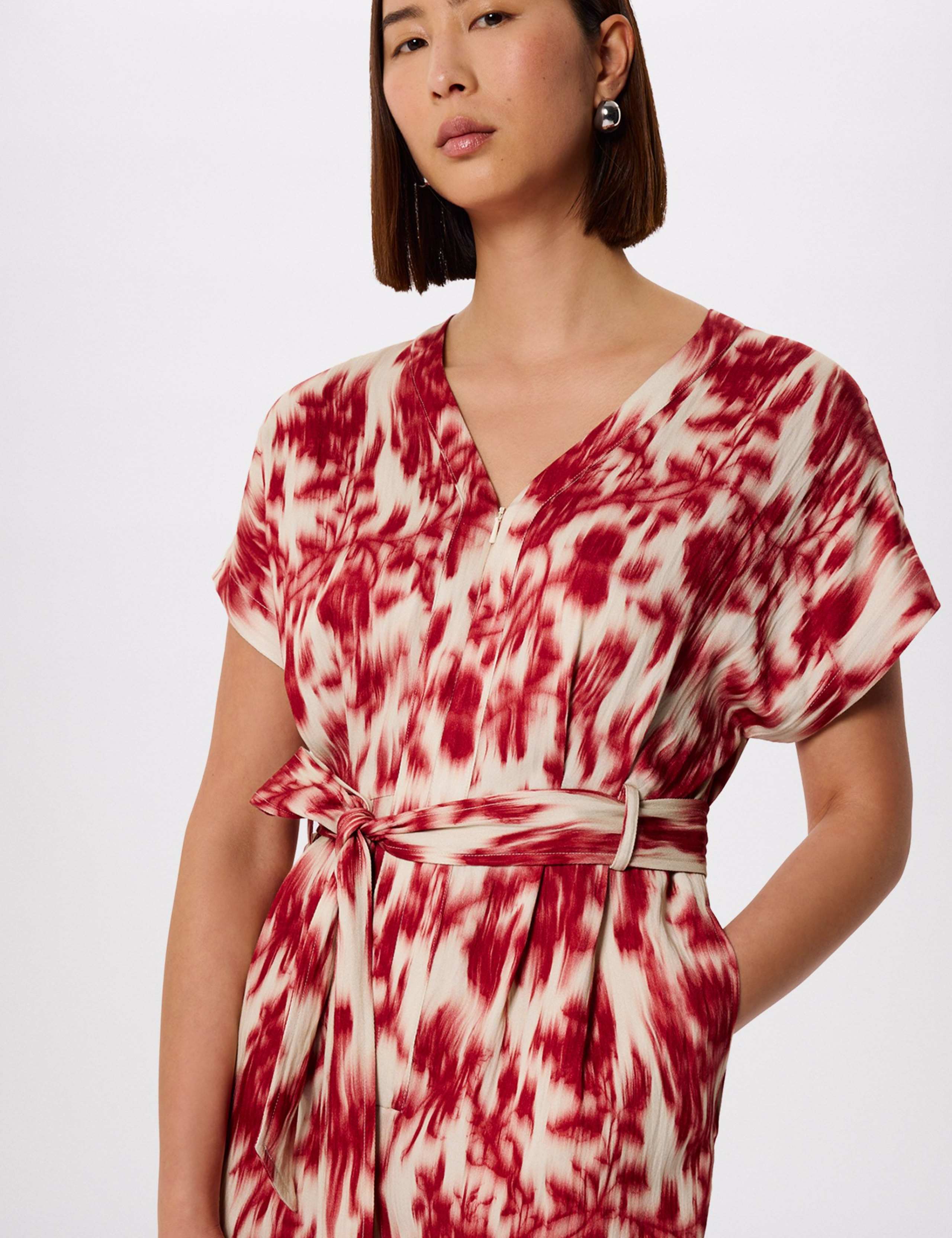 Floral V-Neck Belted Short Sleeve Jumpsuit 5 of 6