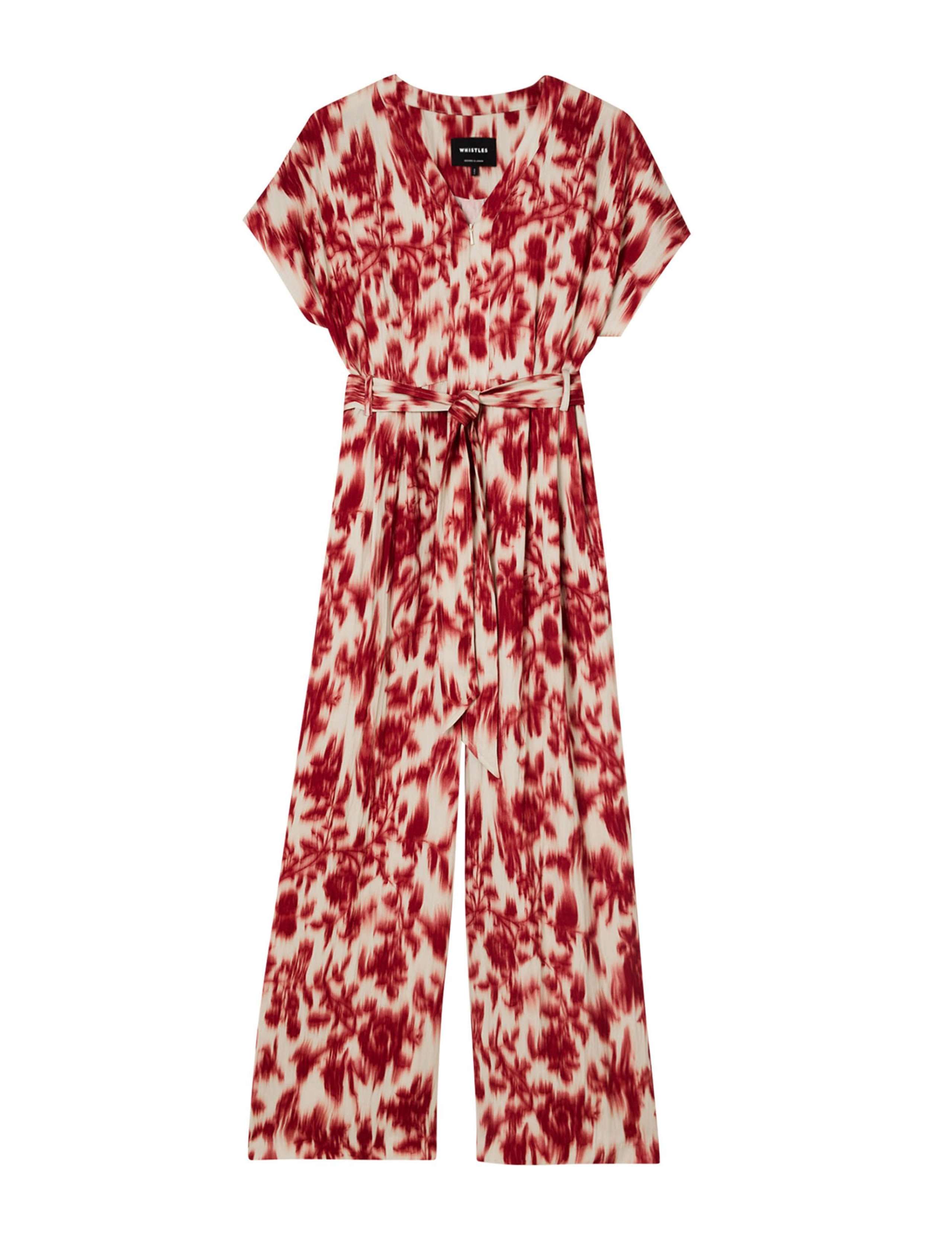 Floral V-Neck Belted Short Sleeve Jumpsuit 2 of 6