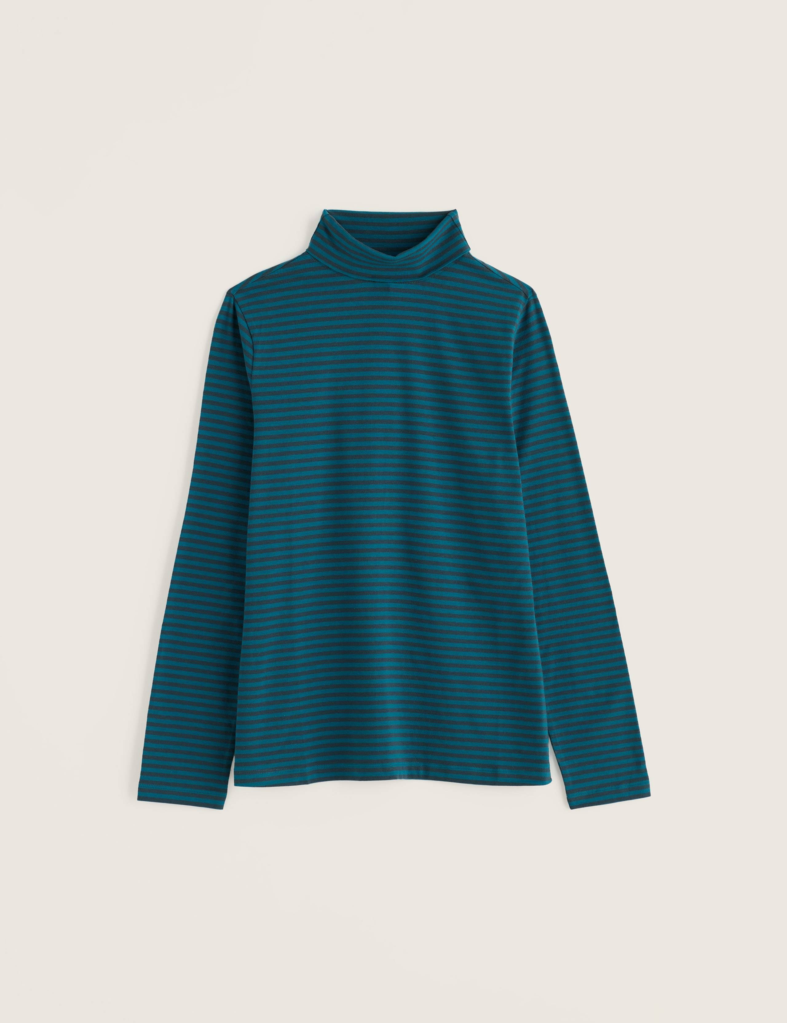 Cotton Rich Striped Roll Neck Regular Fit Top 2 of 5