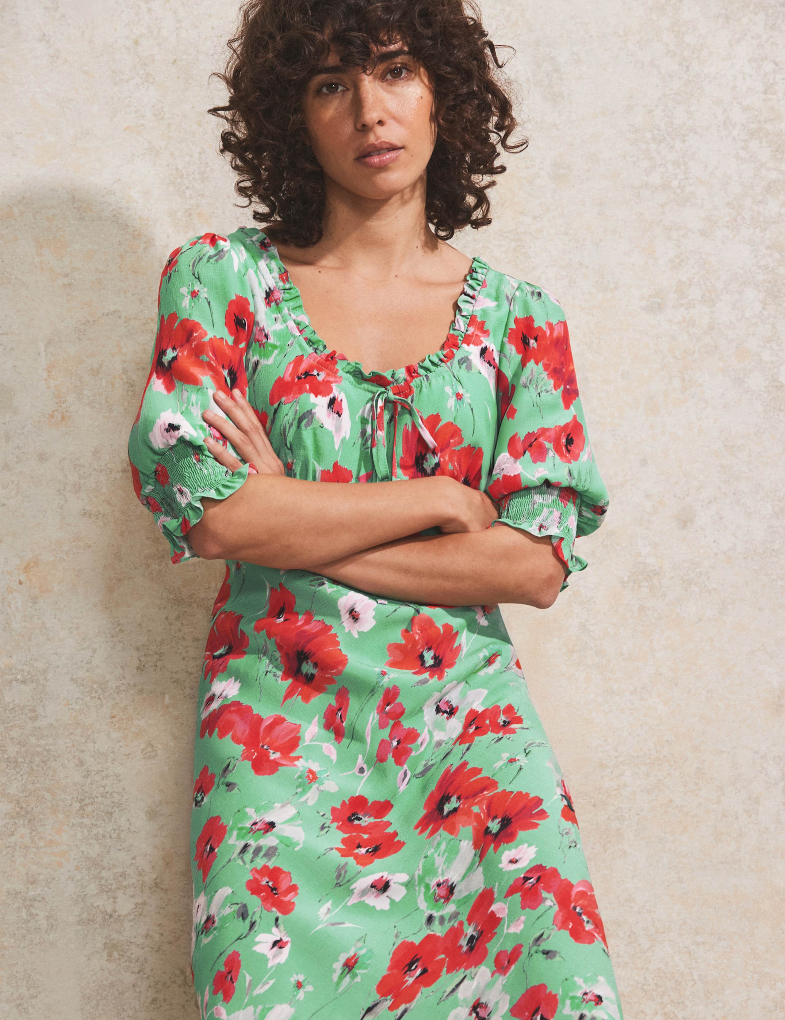 Floral Scoop Neck Midaxi Tea Dress 2 of 4