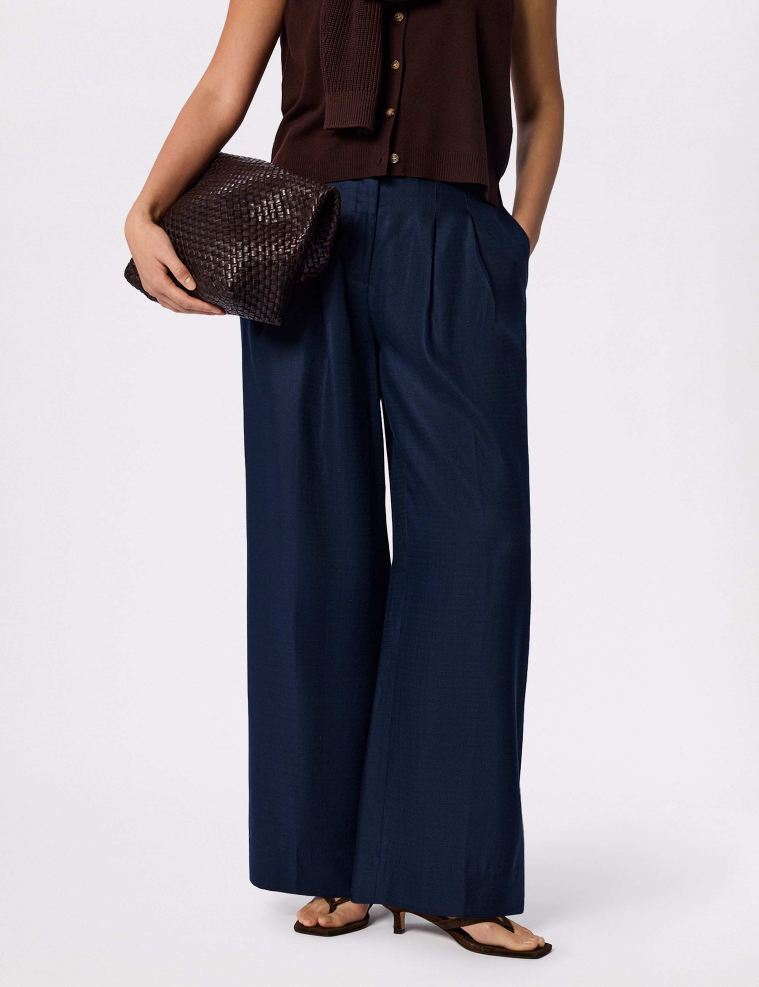 Pure Lyocell Hopsack Wide Leg Trousers 3 of 6