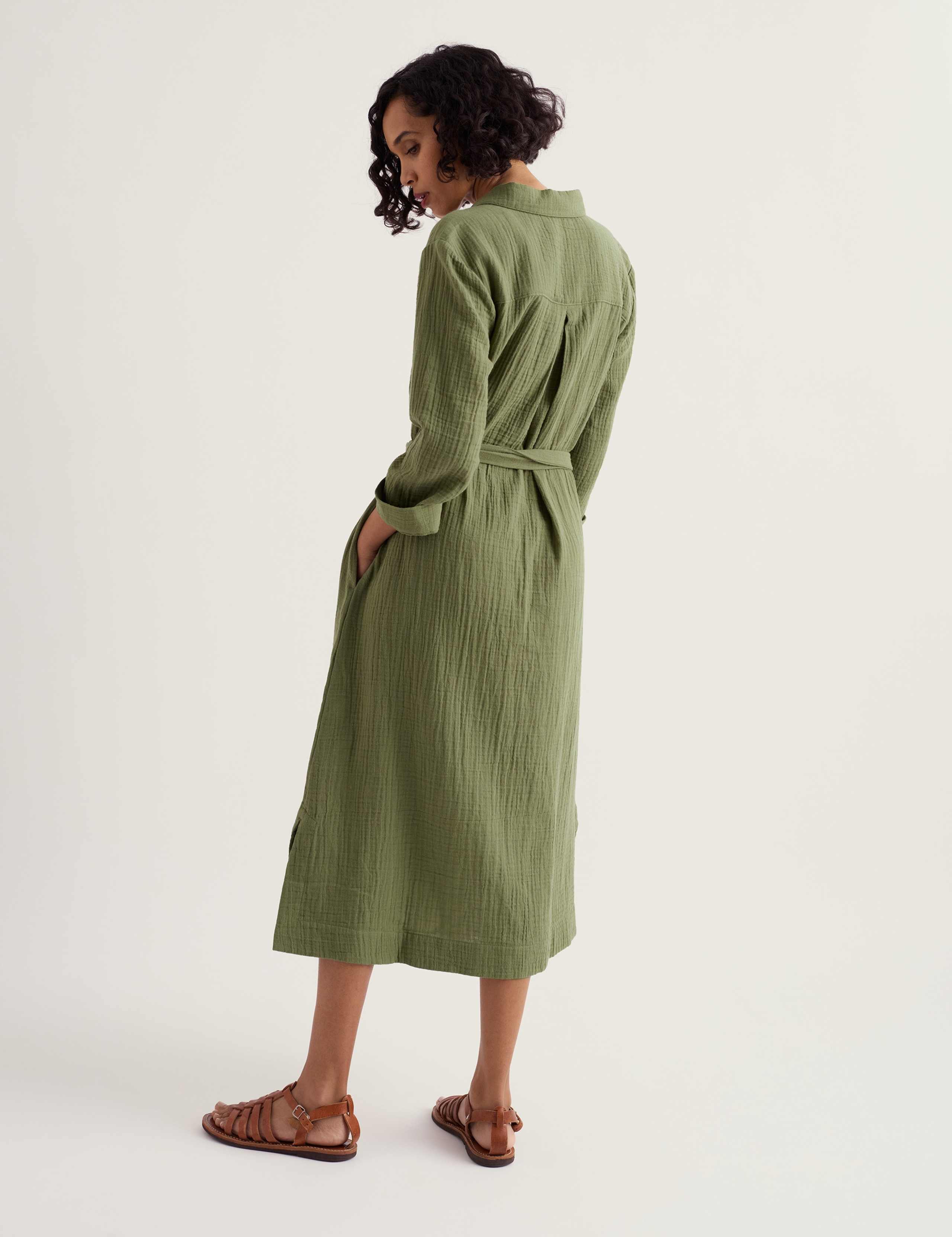 Pure Cotton Textured Midi Shirt Dress 4 of 5