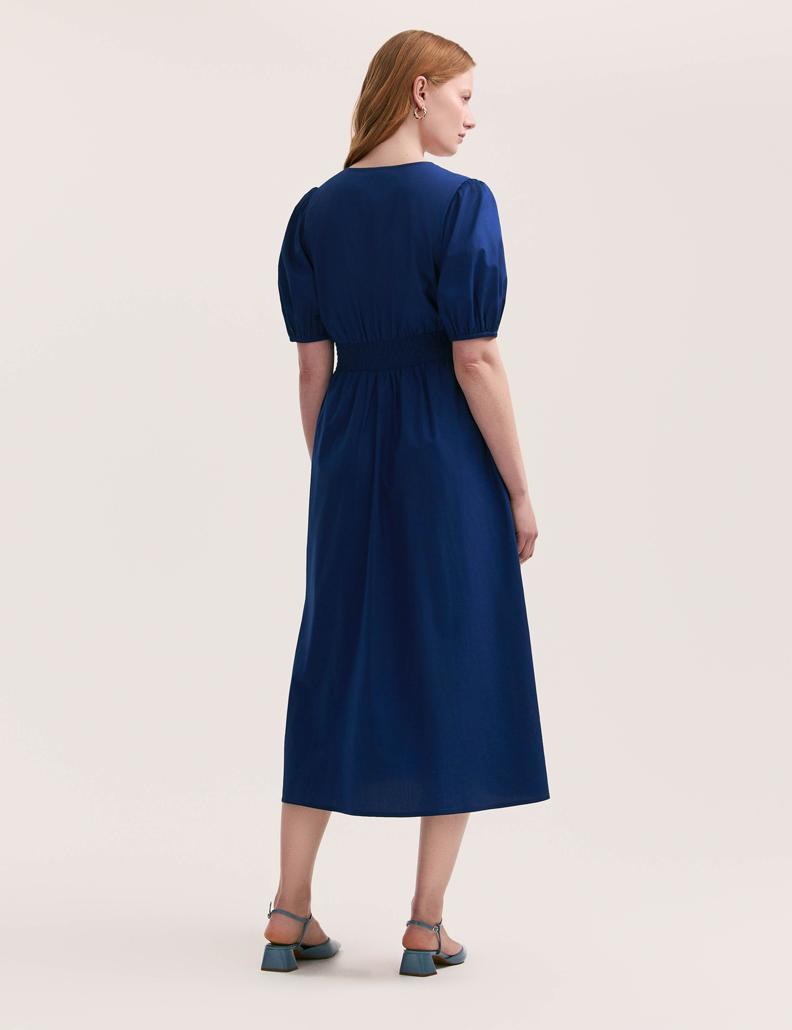 Pure Cotton V-Neck Midi Tea Dress 5 of 5