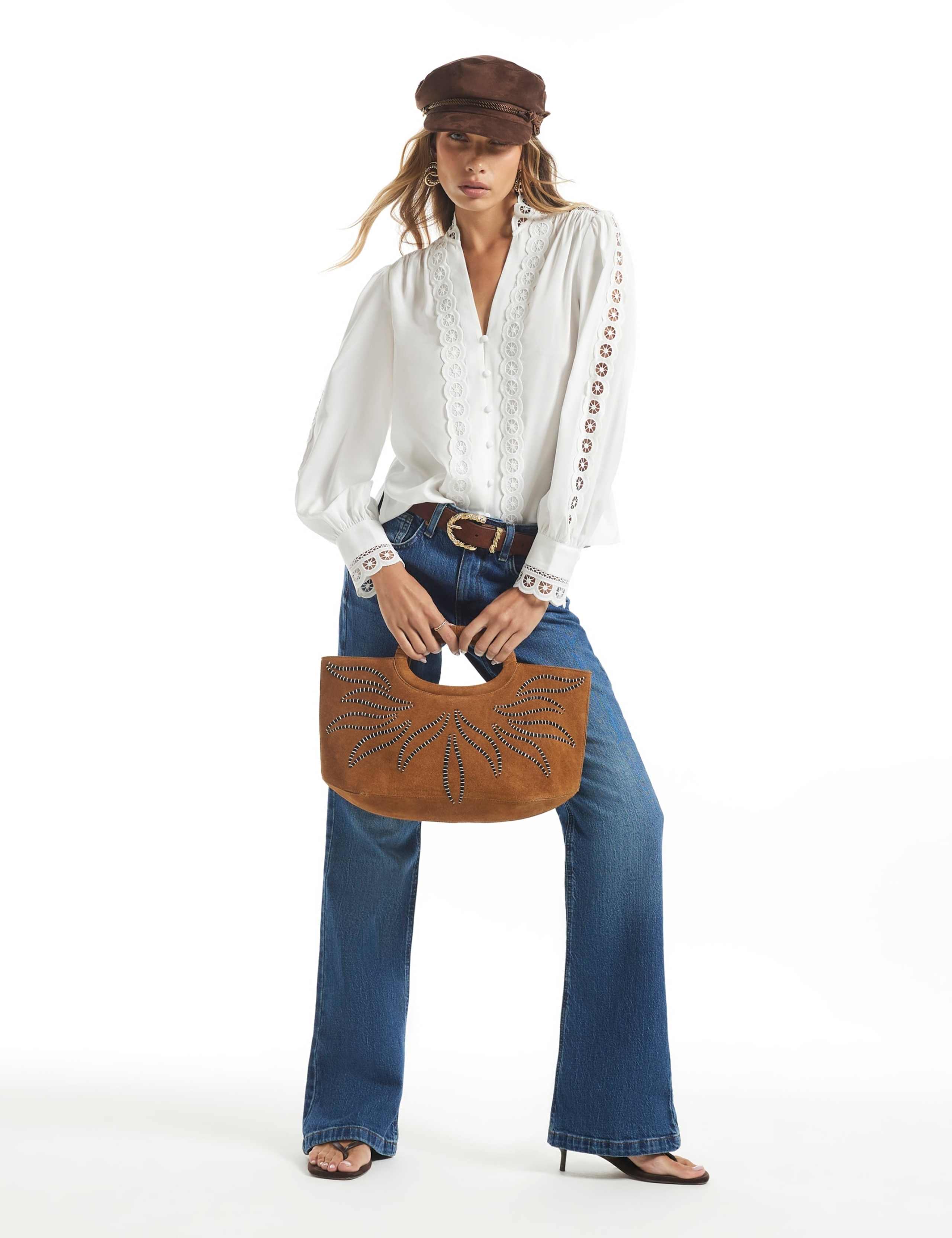 V Neck Relaxed Button Through Blouse 3 of 6