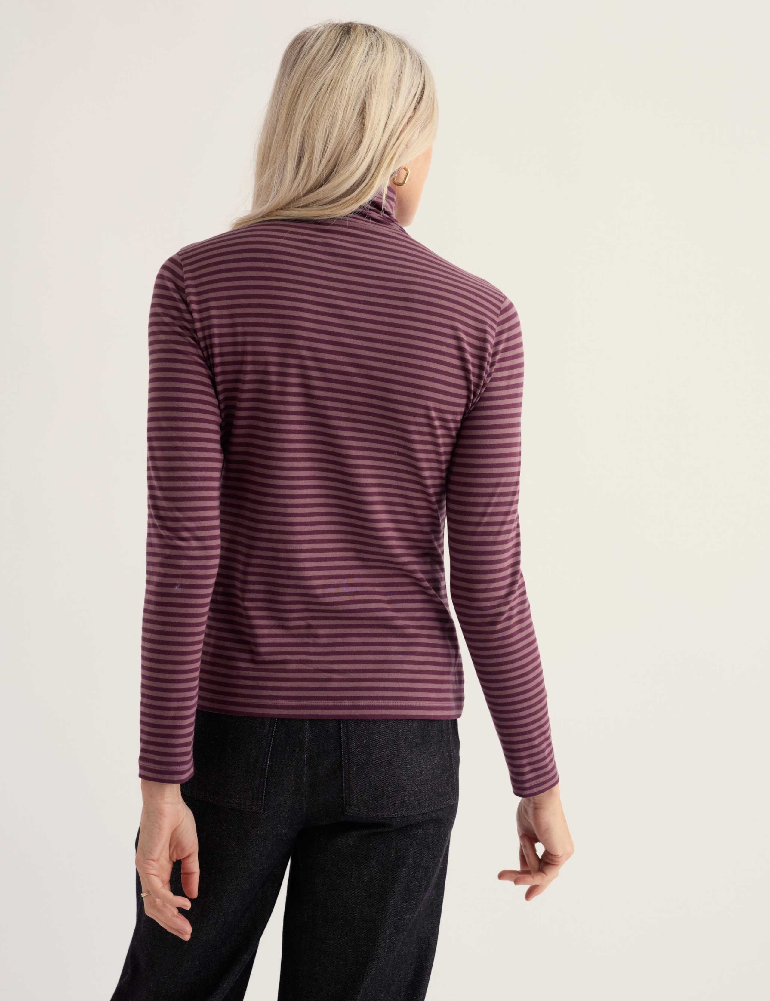 Cotton Rich Striped Roll Neck Top 3 of 5
