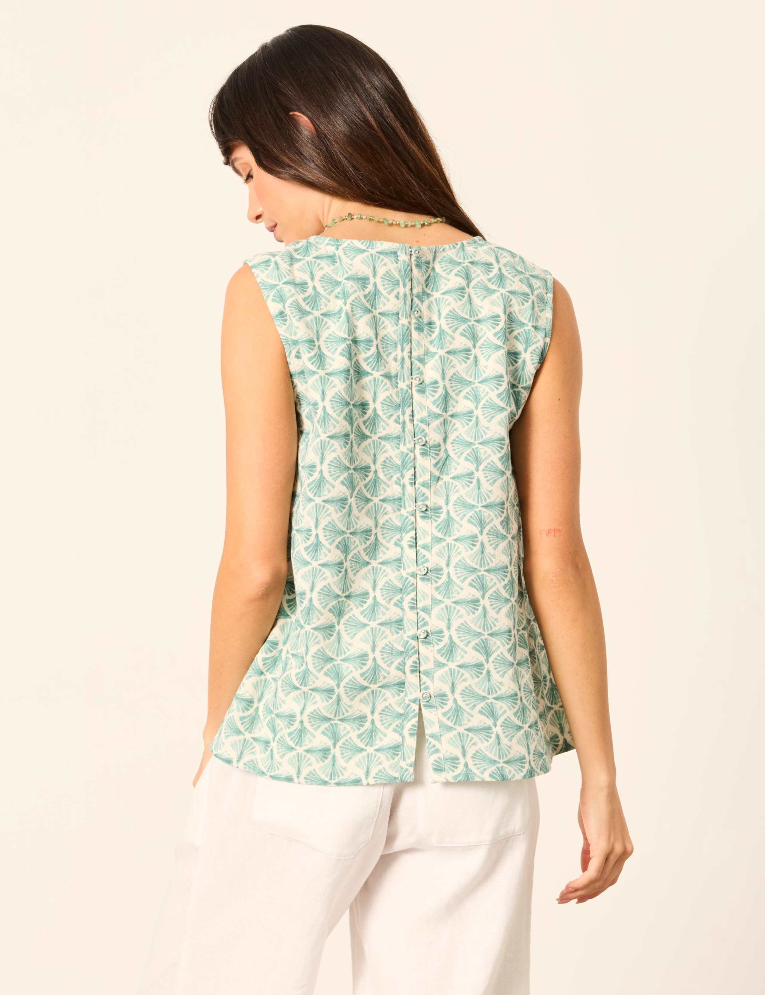 Pure Cotton Geometric V-Neck Cami Top 3 of 6
