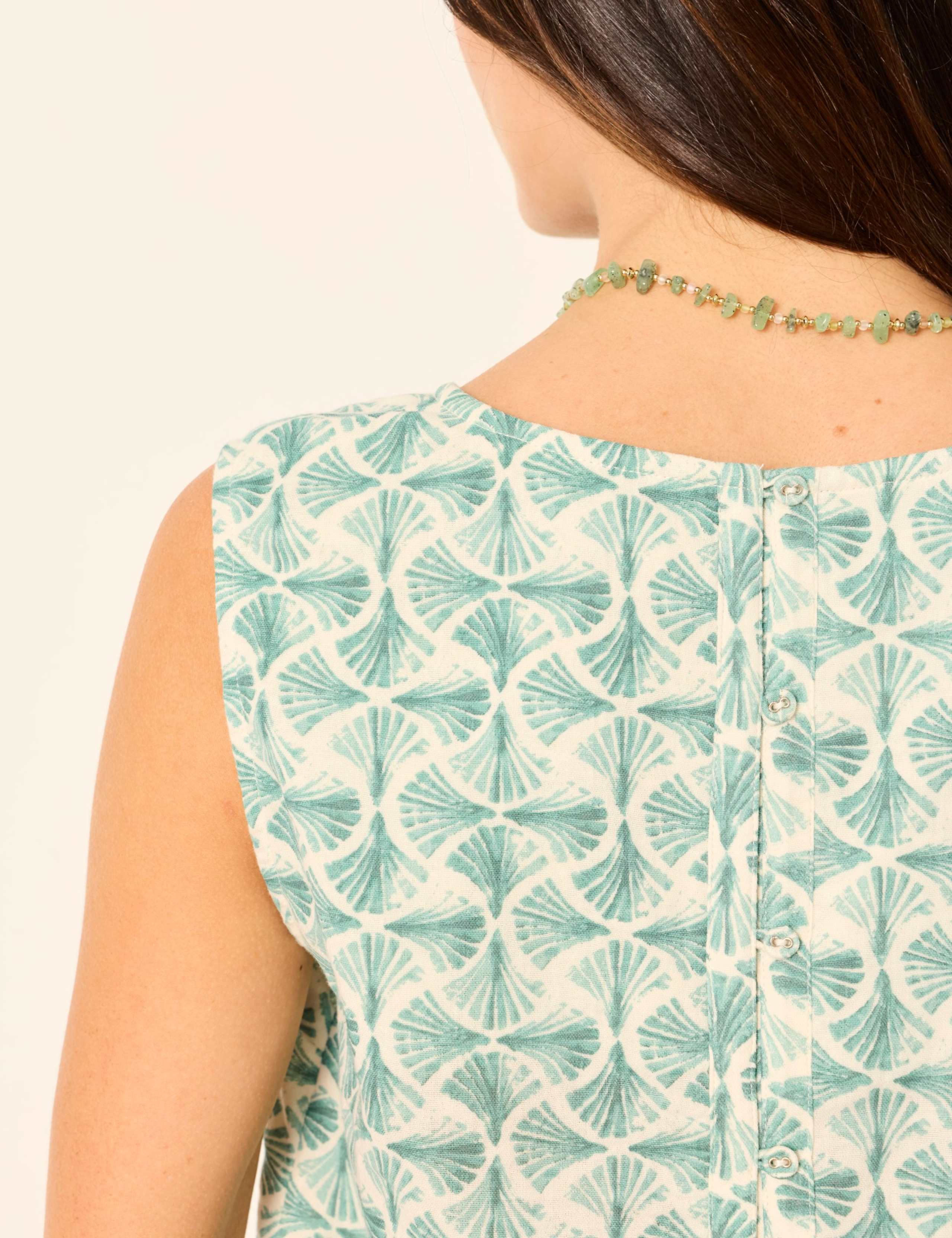 Pure Cotton Geometric V-Neck Cami Top 6 of 6