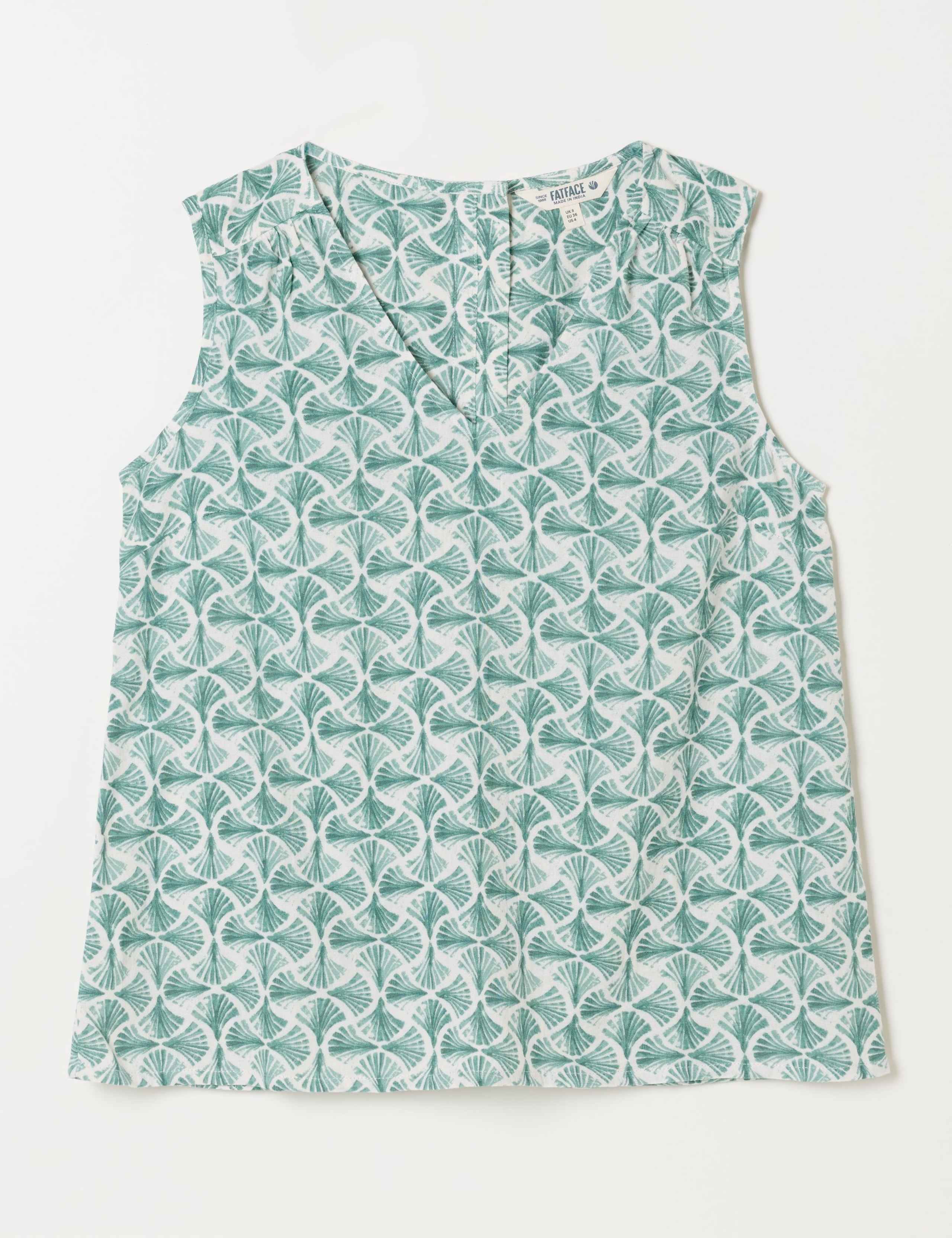 Pure Cotton Geometric V-Neck Cami Top 2 of 6