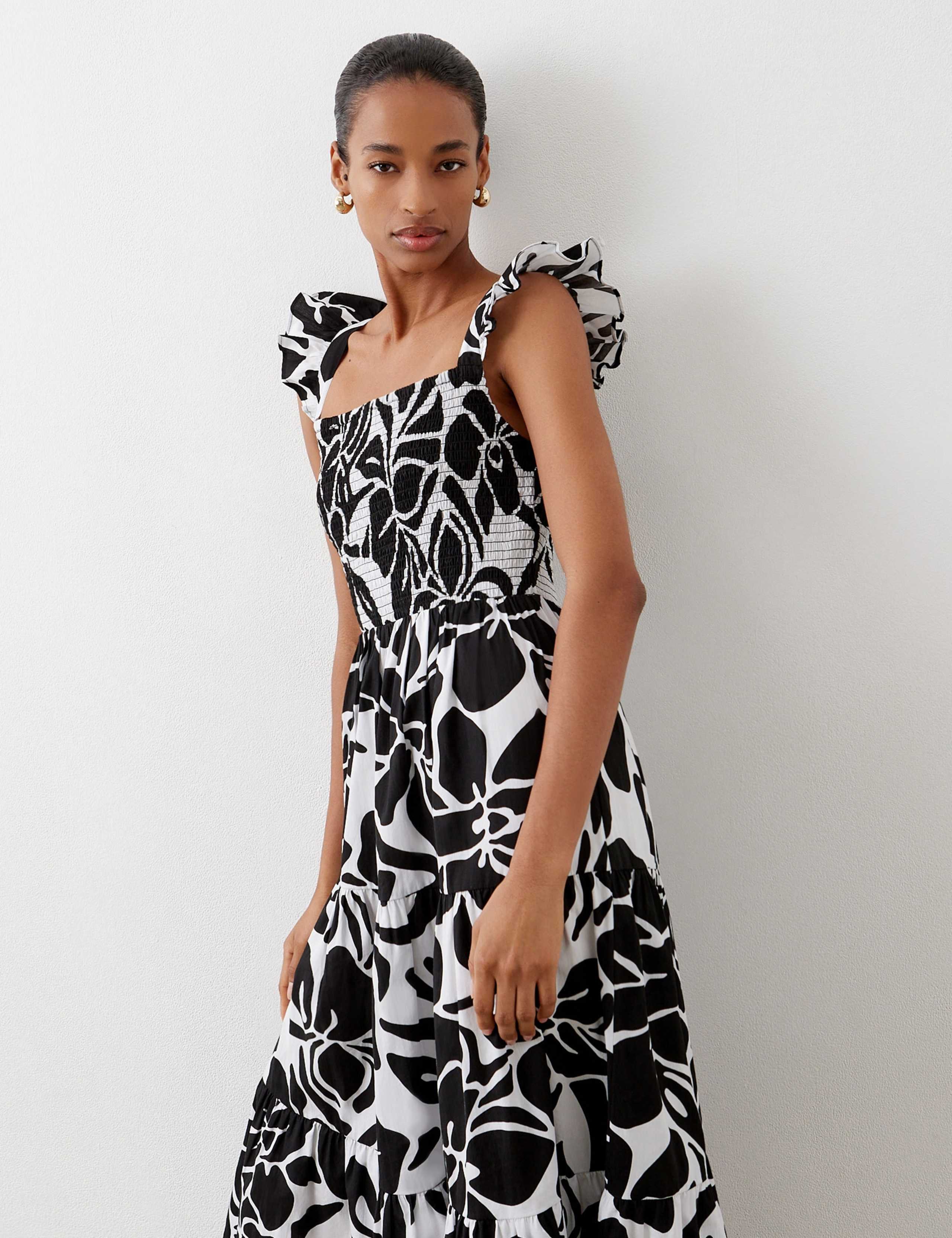 Pure Cotton Floral Midi Tiered Dress 4 of 5