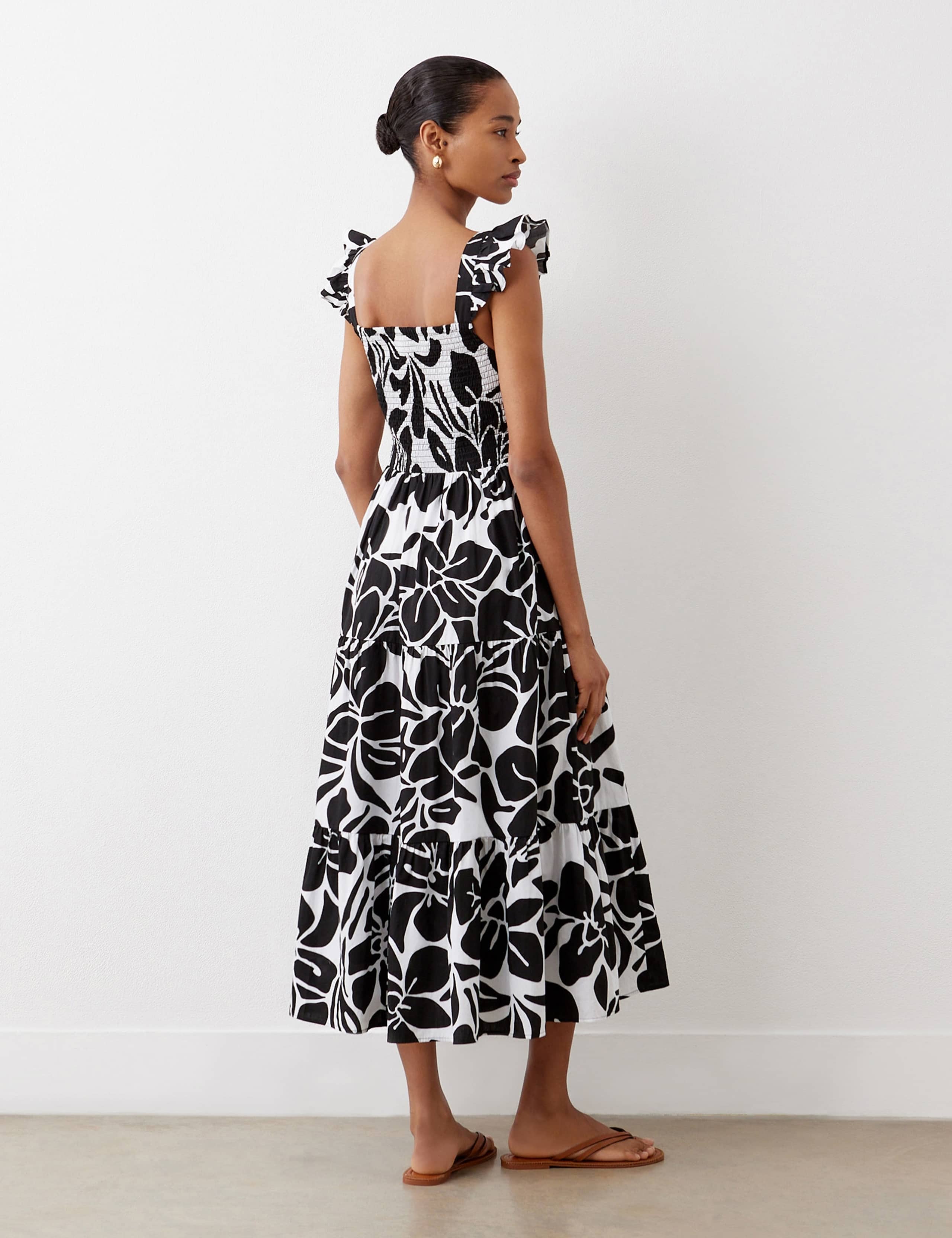 Pure Cotton Floral Midi Tiered Dress 5 of 5