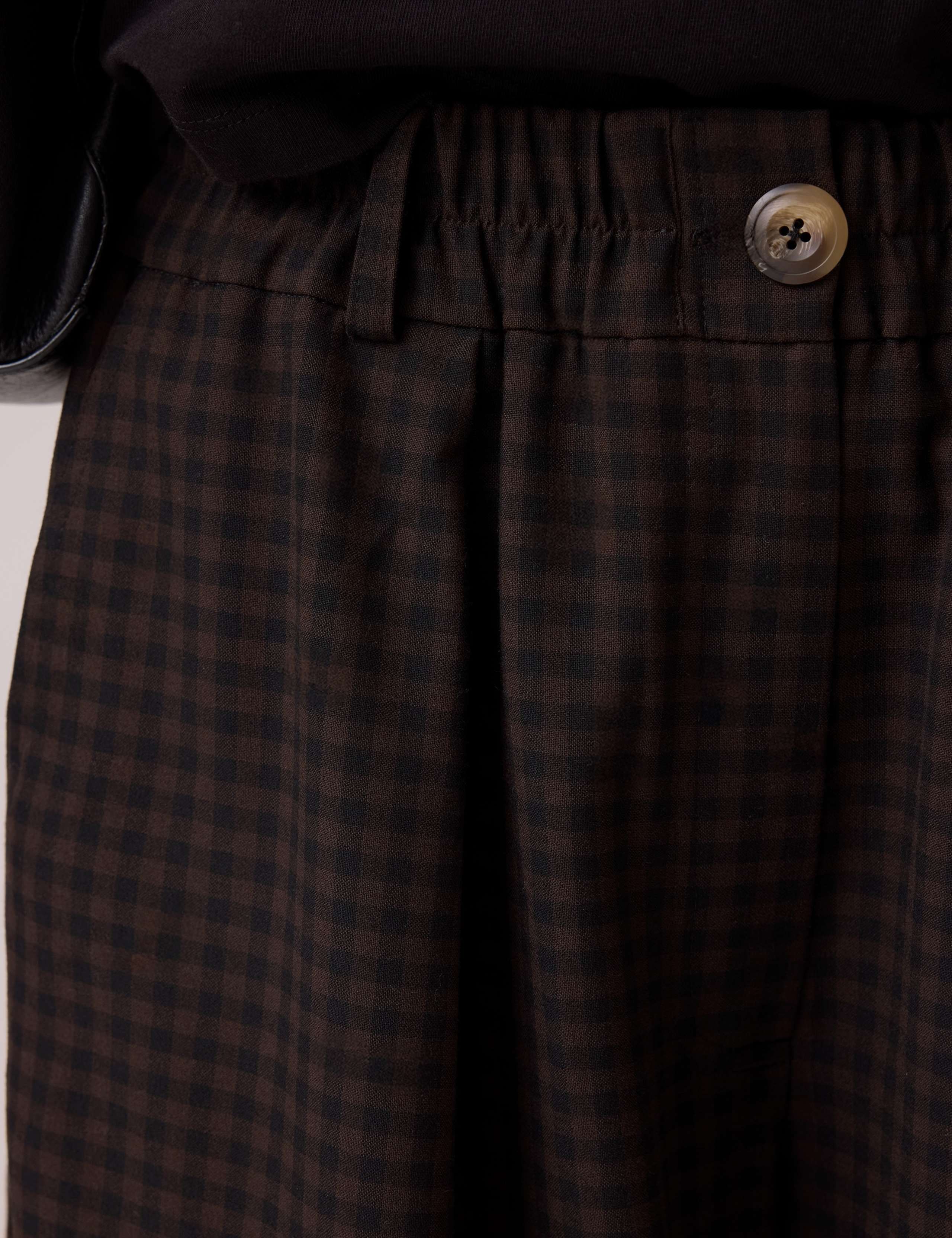 Checked Pleat Front Barrel Leg Trousers 2 of 7