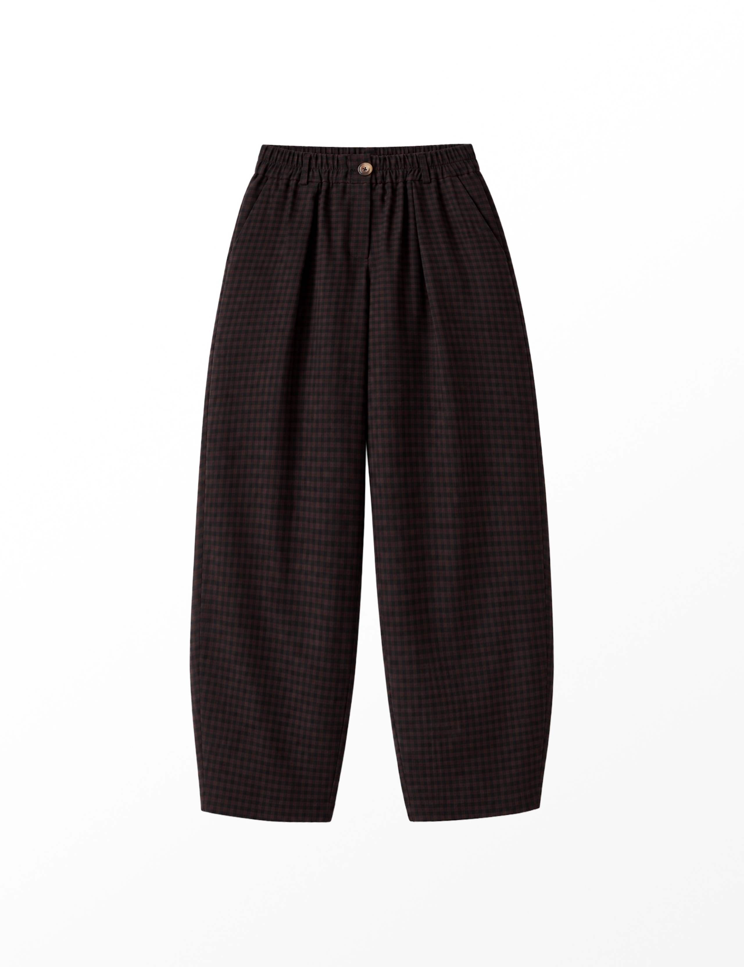Checked Pleat Front Barrel Leg Trousers 3 of 7