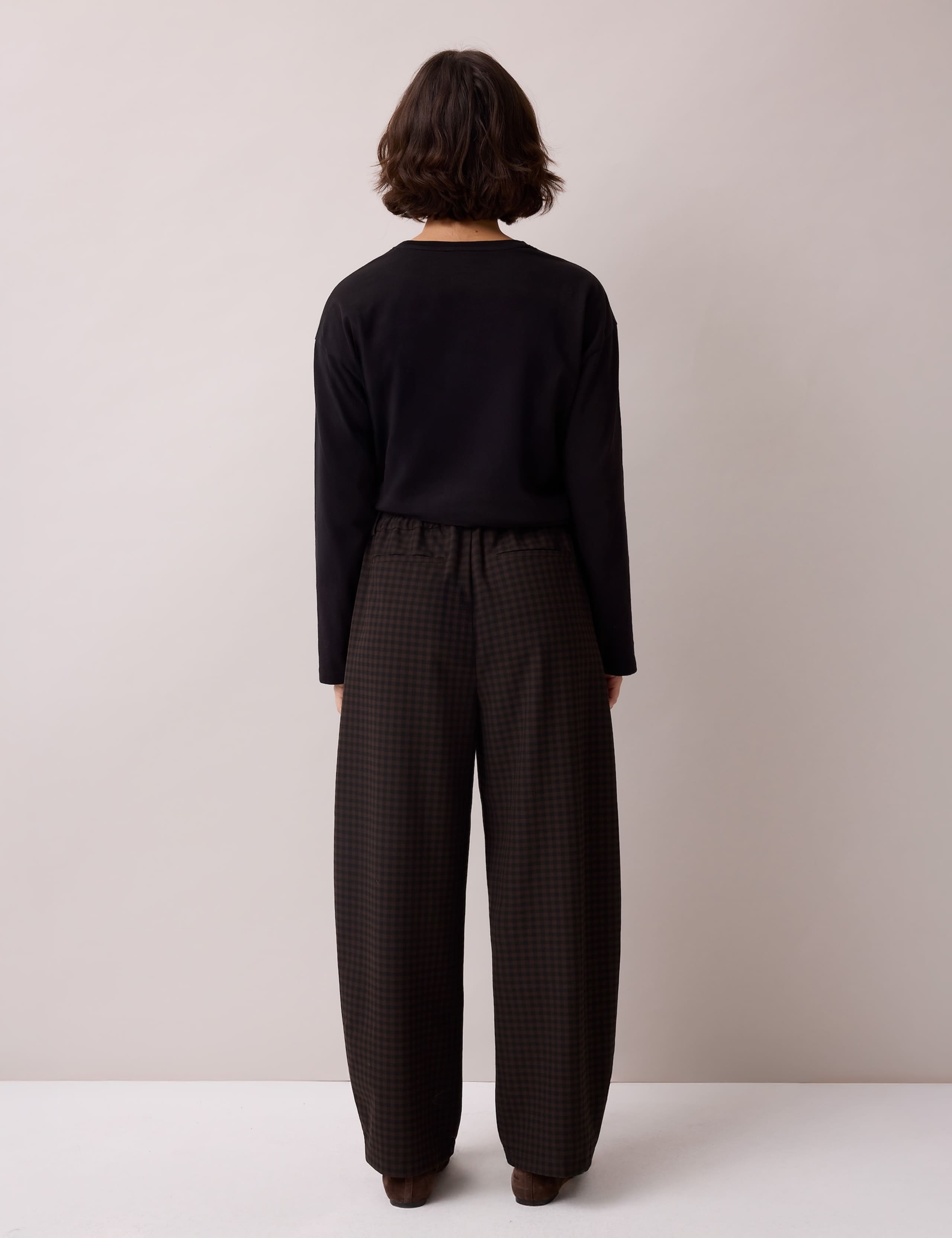 Checked Pleat Front Barrel Leg Trousers 5 of 7