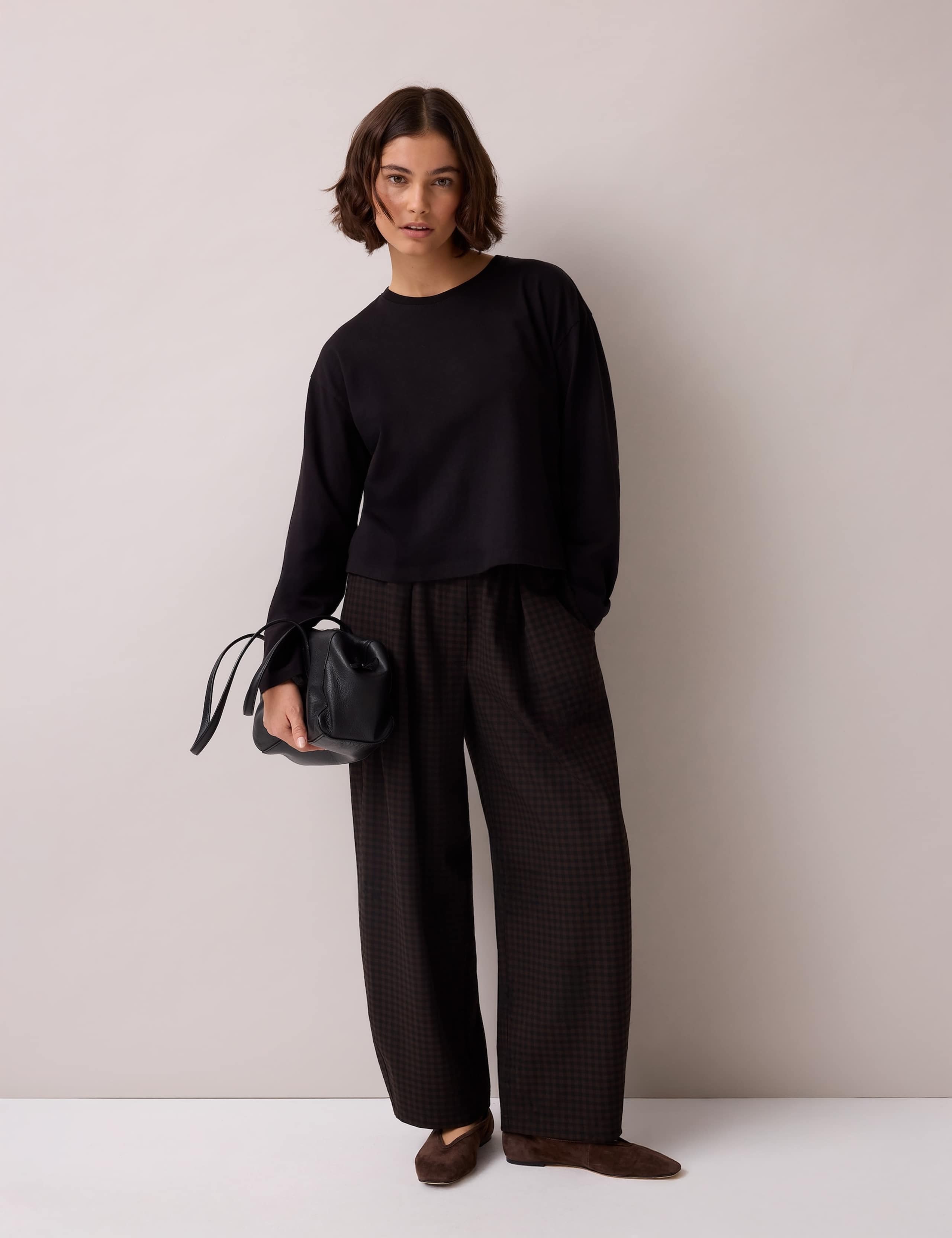 Checked Pleat Front Barrel Leg Trousers 7 of 7