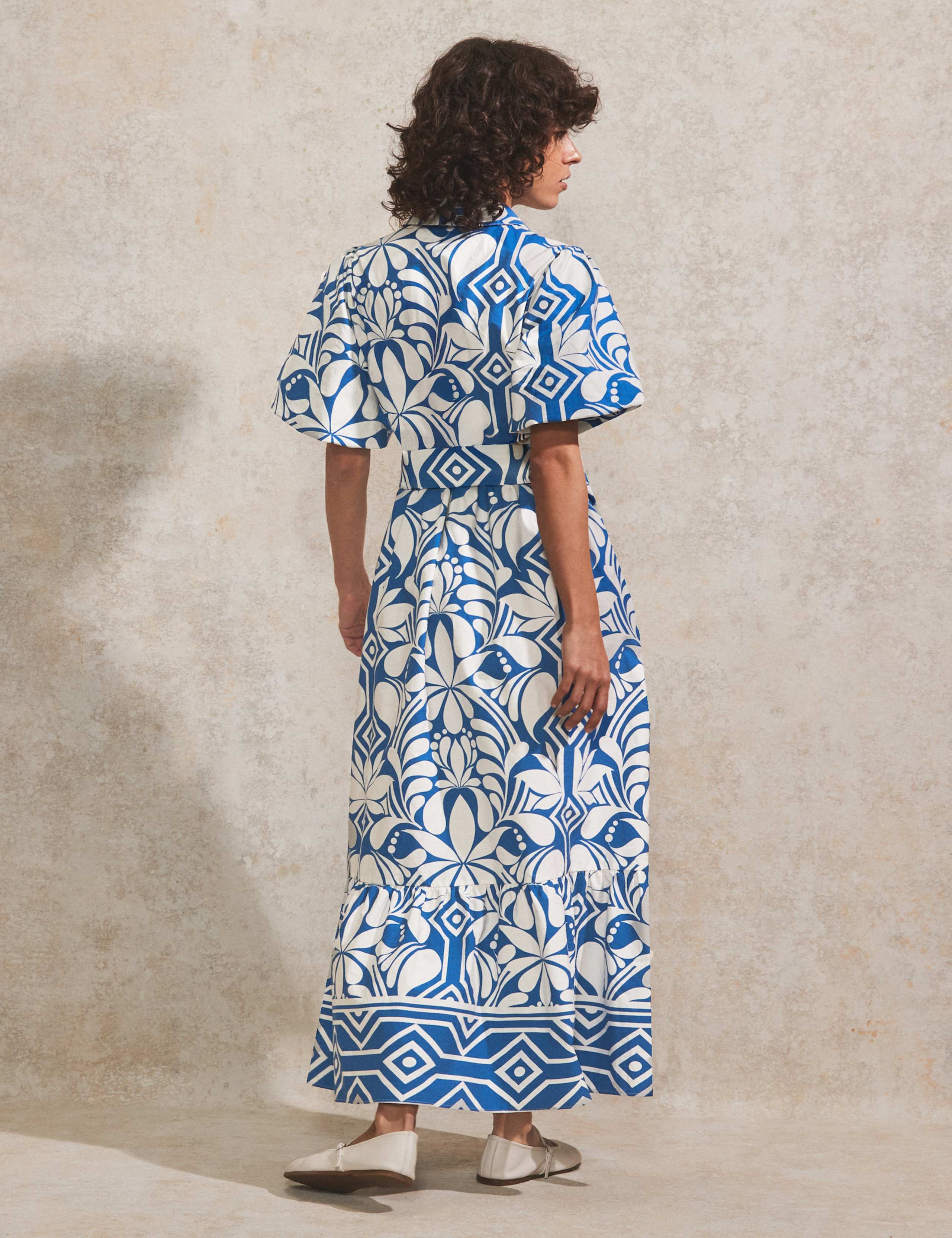 Pure Cotton Geometric Midaxi Shirt Dress 2 of 4