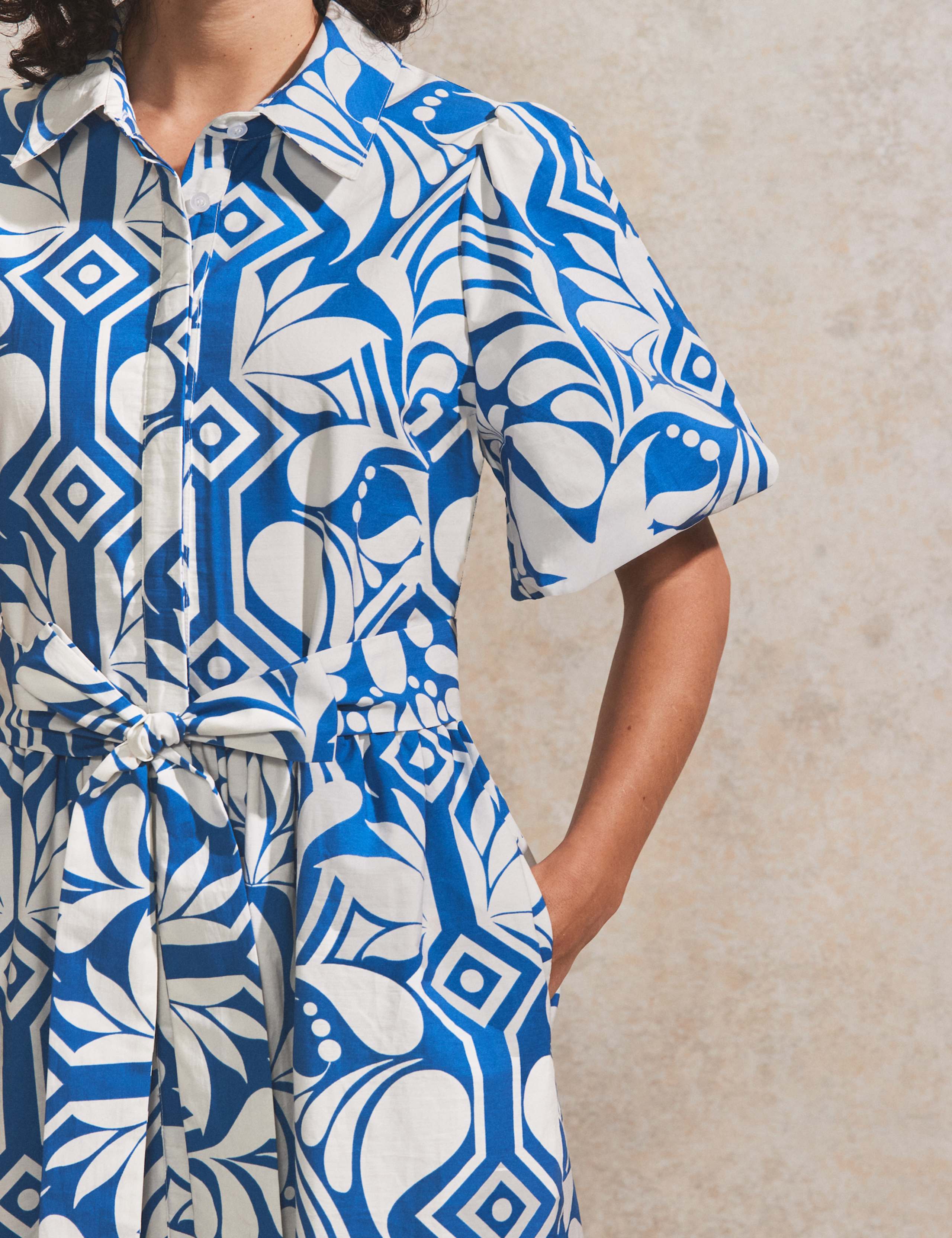 Pure Cotton Geometric Midaxi Shirt Dress 3 of 4