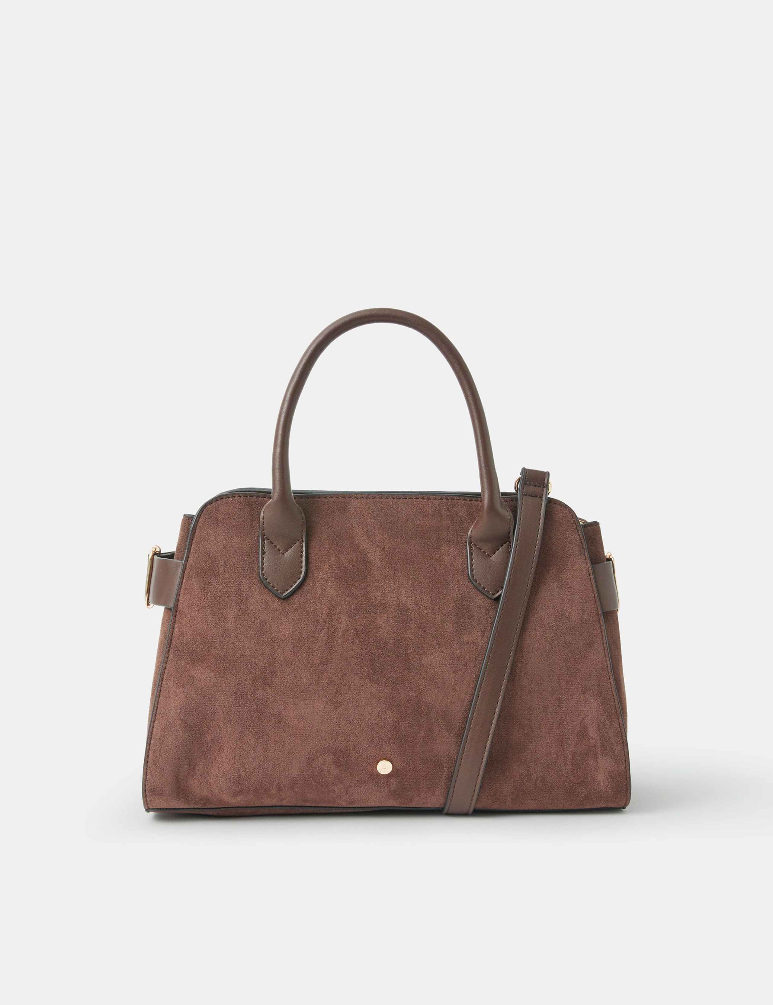 Suedette Top Handle Bowler Cross Body Bag 2 of 4