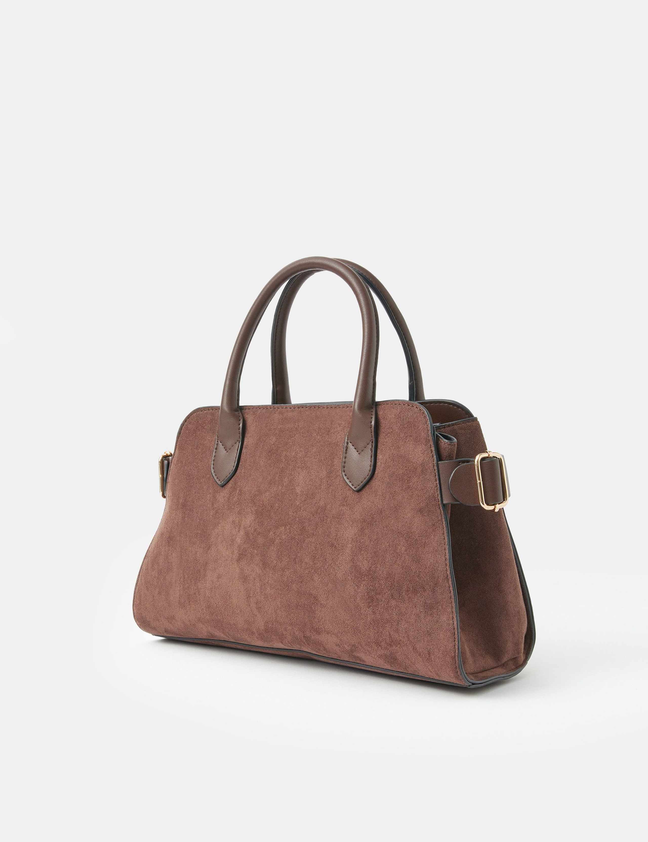Suedette Top Handle Bowler Cross Body Bag 3 of 4
