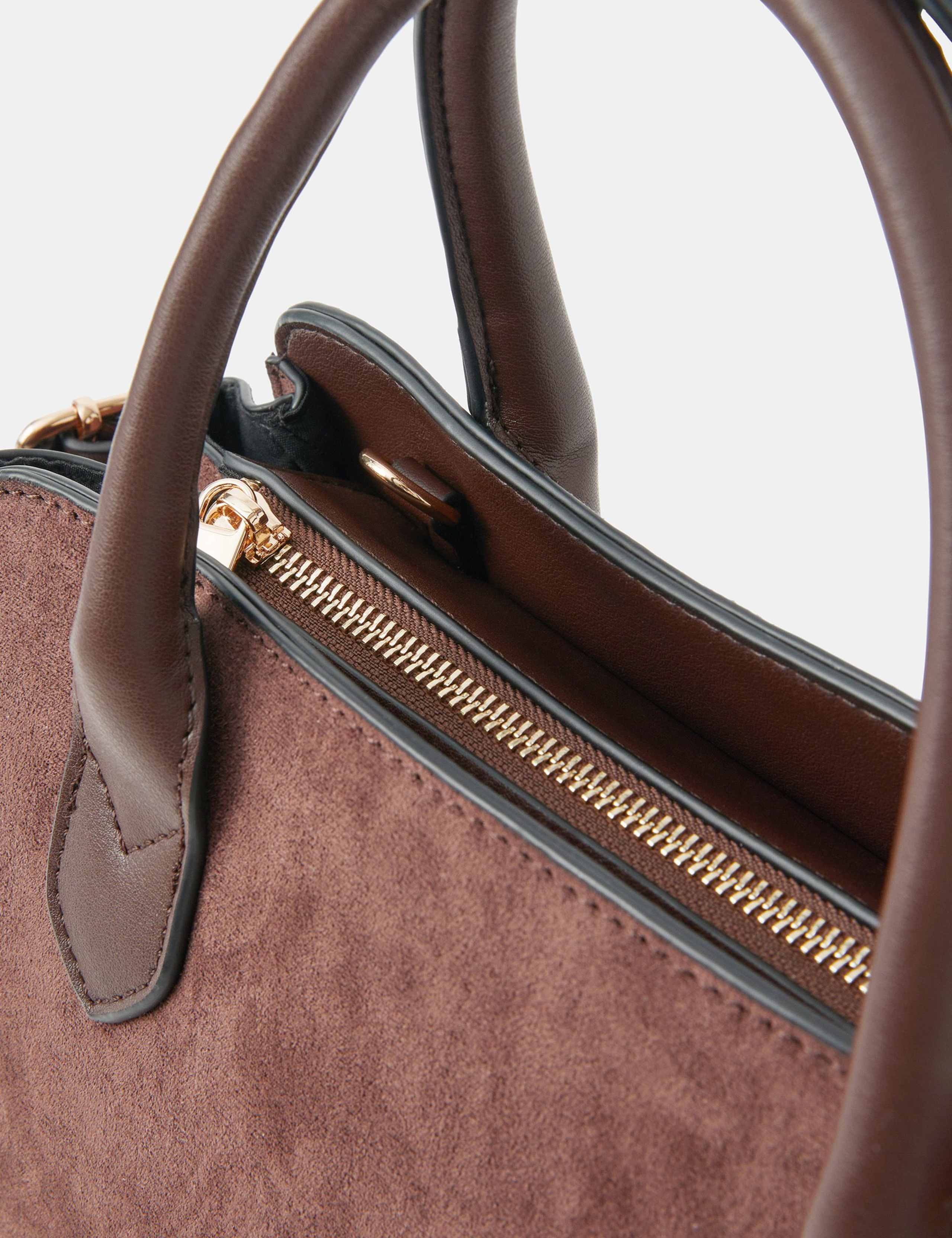Suedette Top Handle Bowler Cross Body Bag 4 of 4