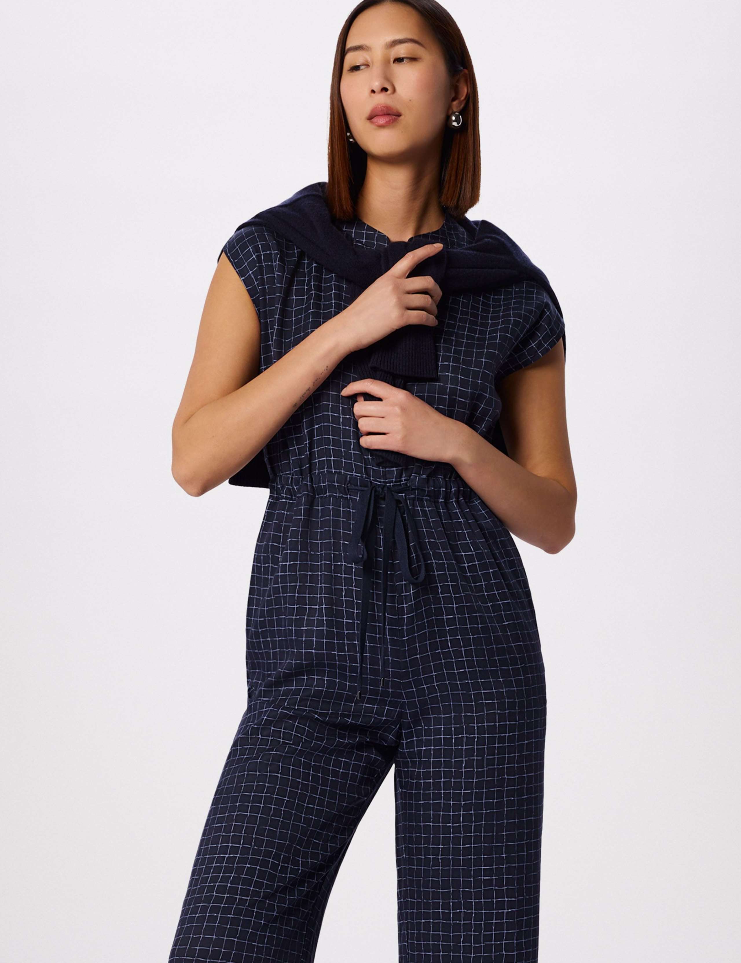 Pure Lyocell Checked Sleeveless Jumpsuit 4 of 6