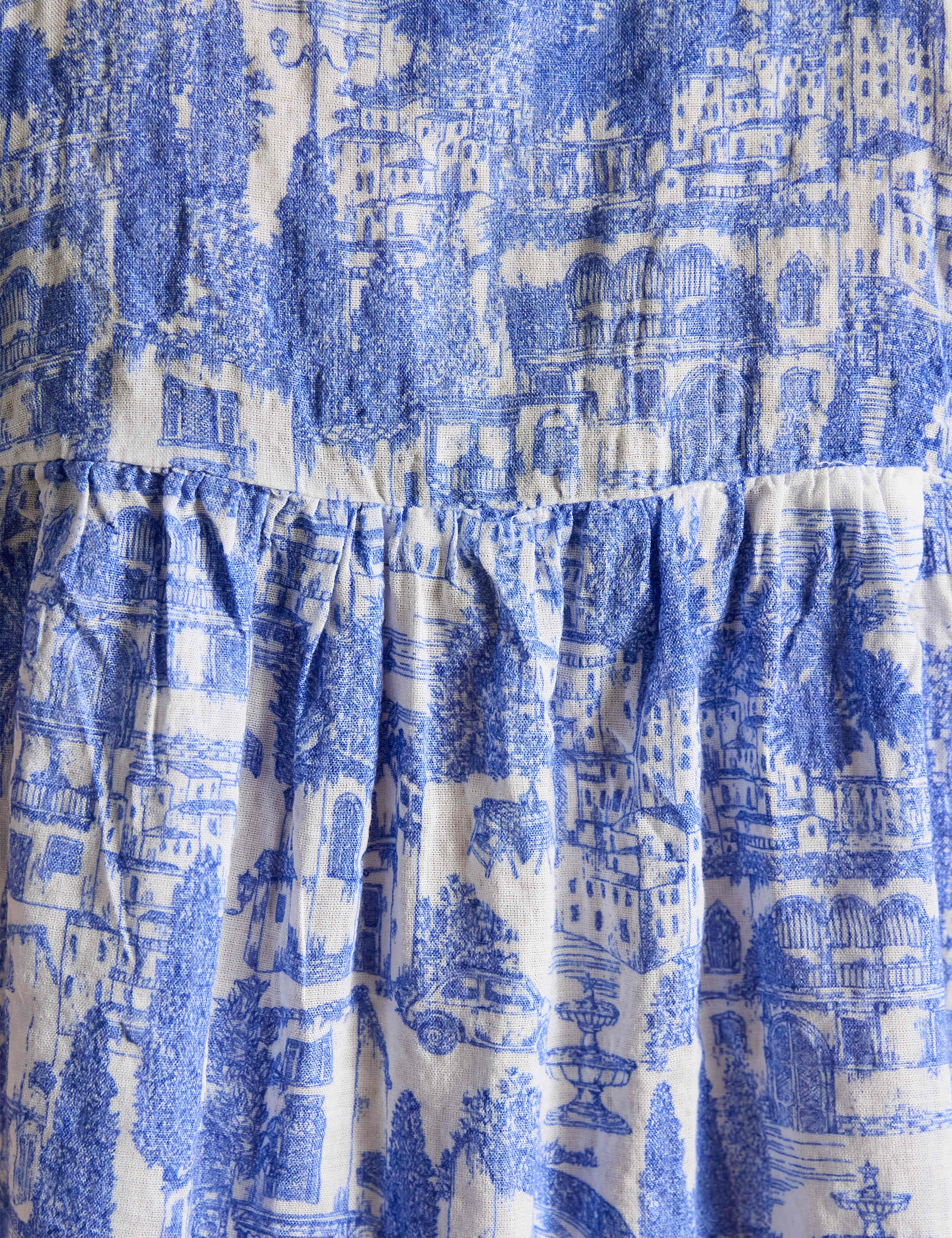 Cotton Rich Printed Smocked Tie Neck Blouse 9 of 9