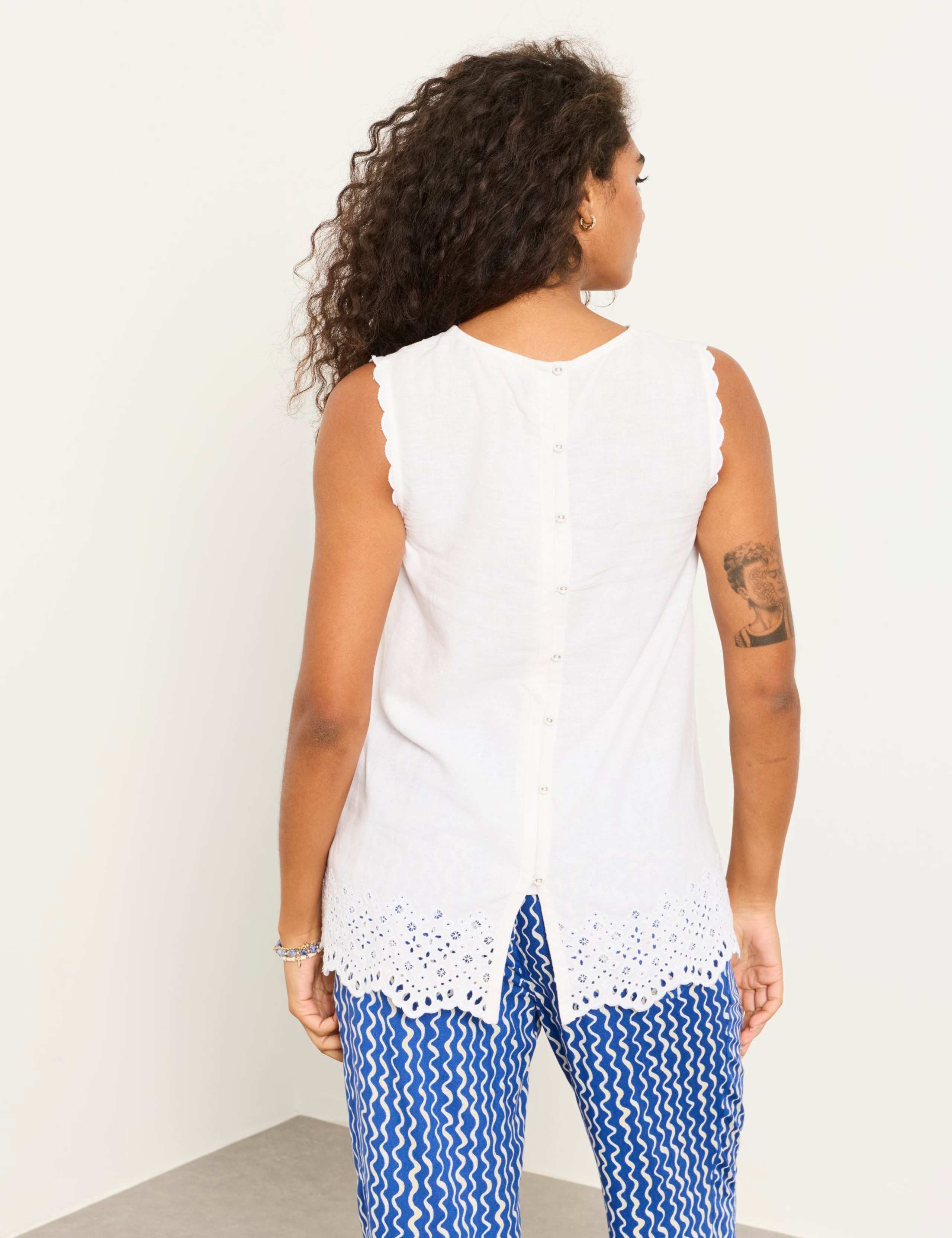 Linen Rich Embroidered Cami Top 3 of 6