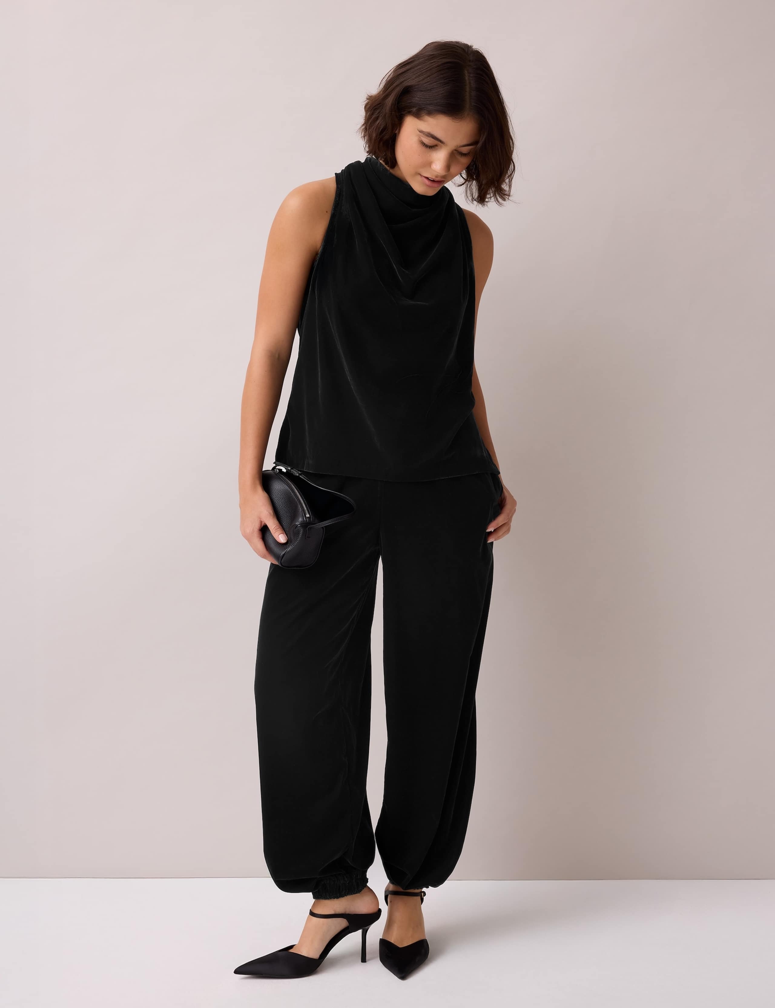 Velvet Elasticated Waist Balloon Trousers 3 of 5
