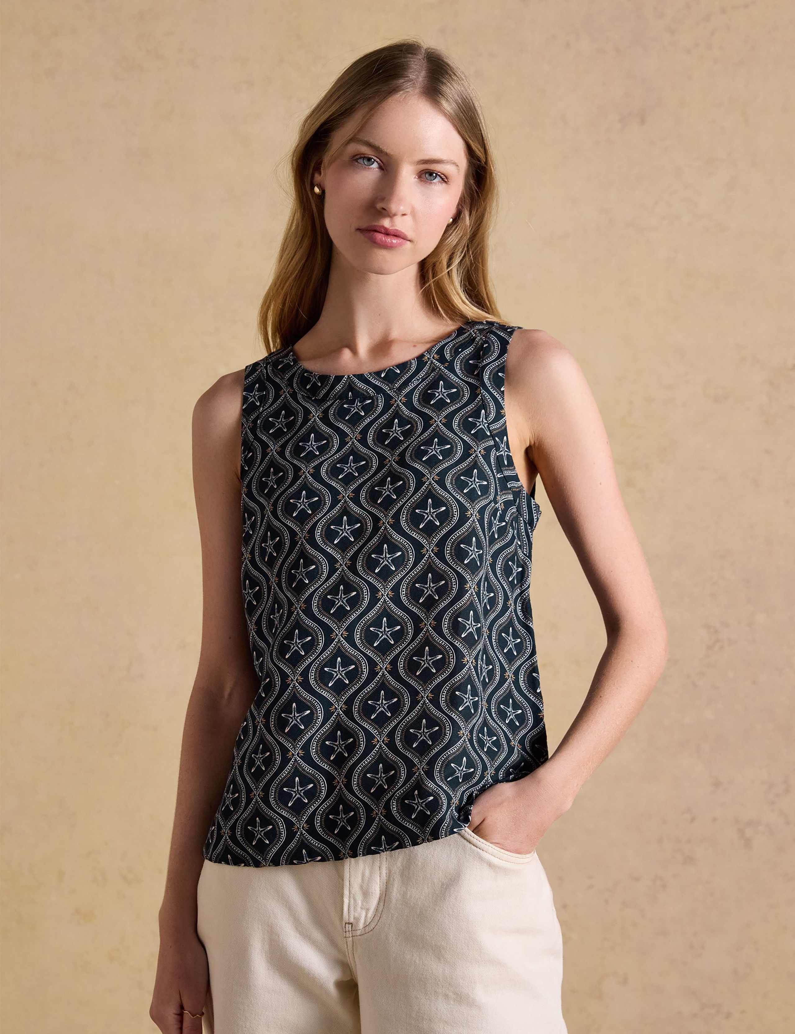 Linen Blend Starfish Print Blouse 1 of 8