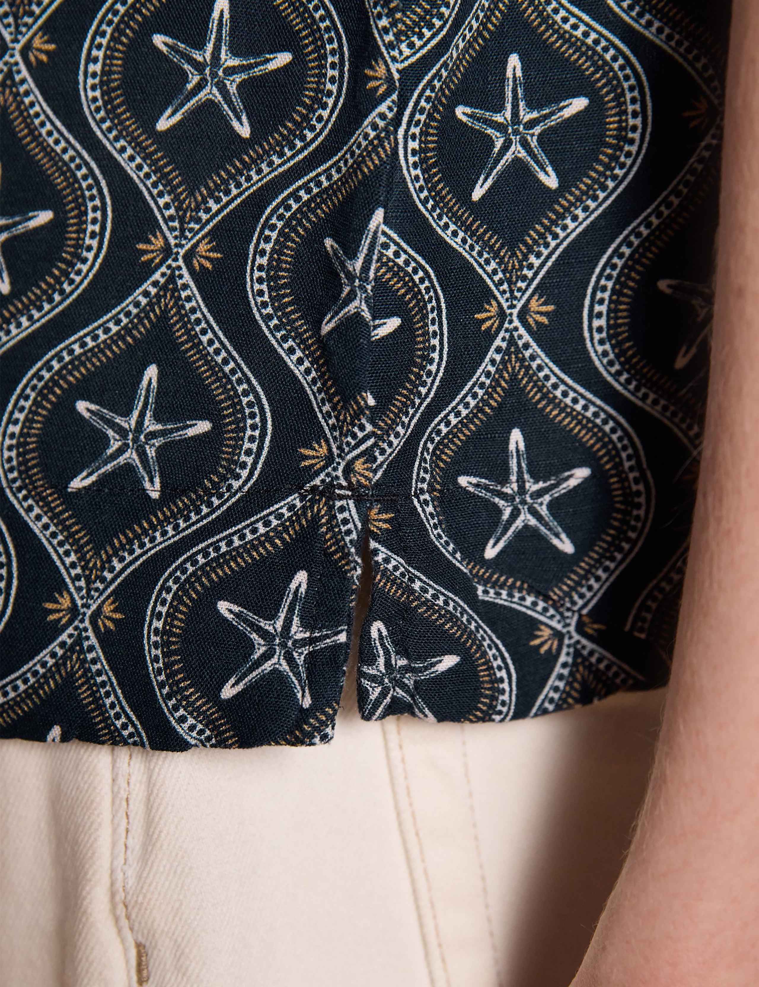 Linen Blend Starfish Print Blouse 4 of 8