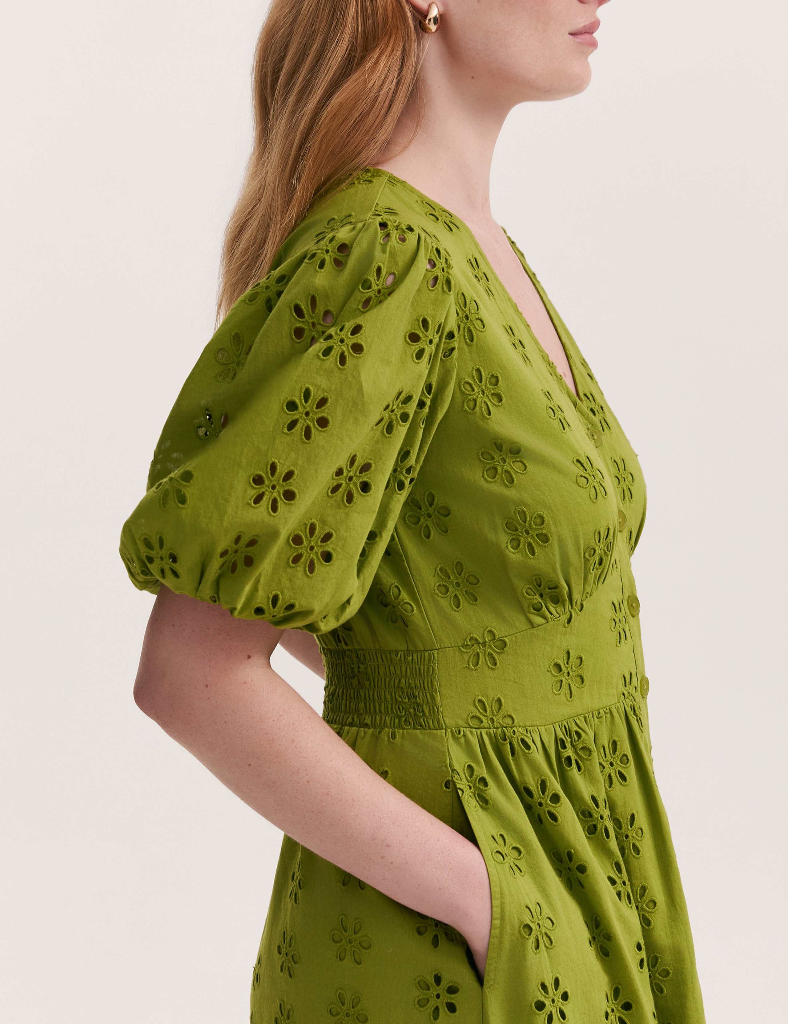 Pure Cotton V-Neck Neck Midi Tea Dress 5 of 5
