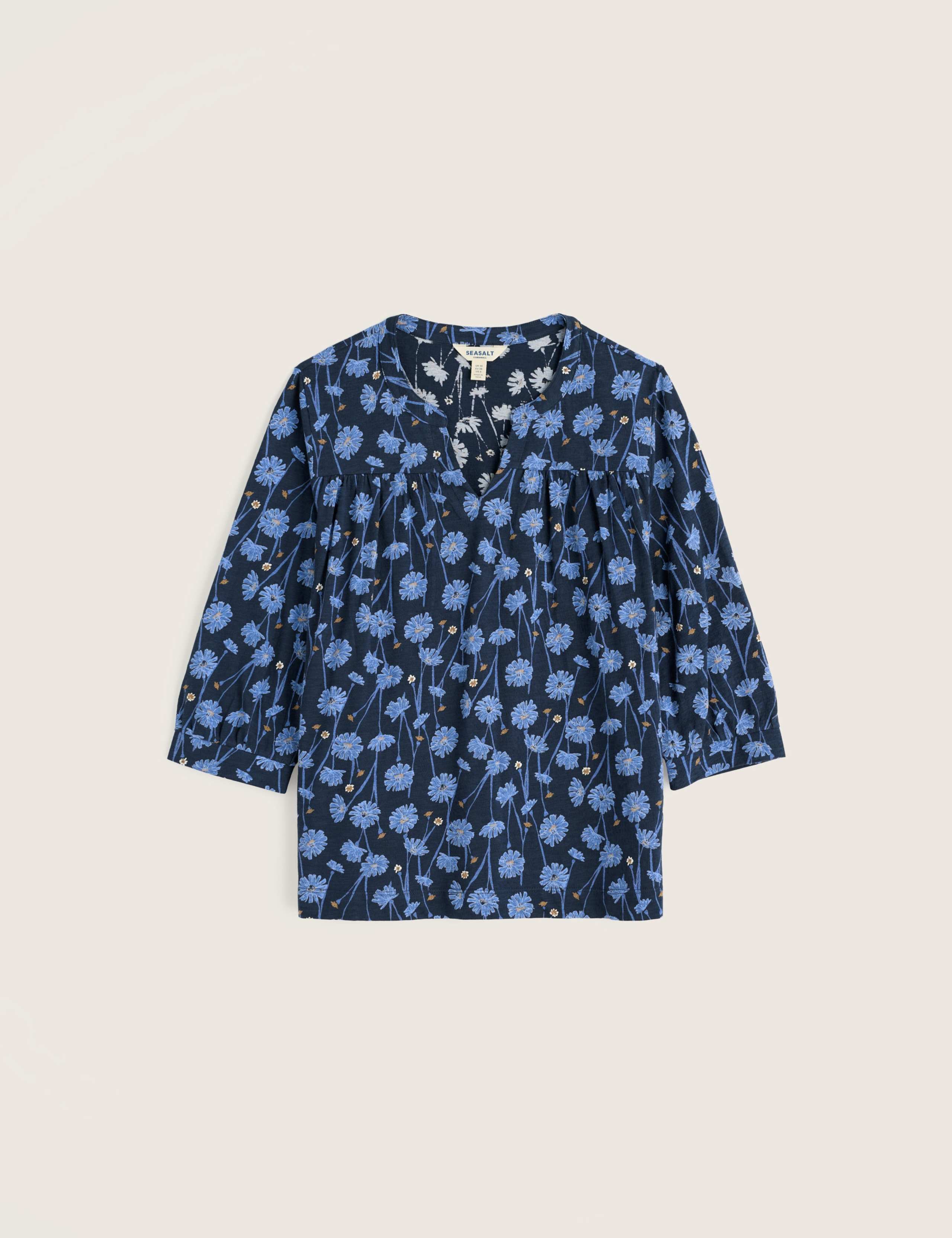 Pure Cotton Floral Notch Neck Relaxed Top 2 of 5