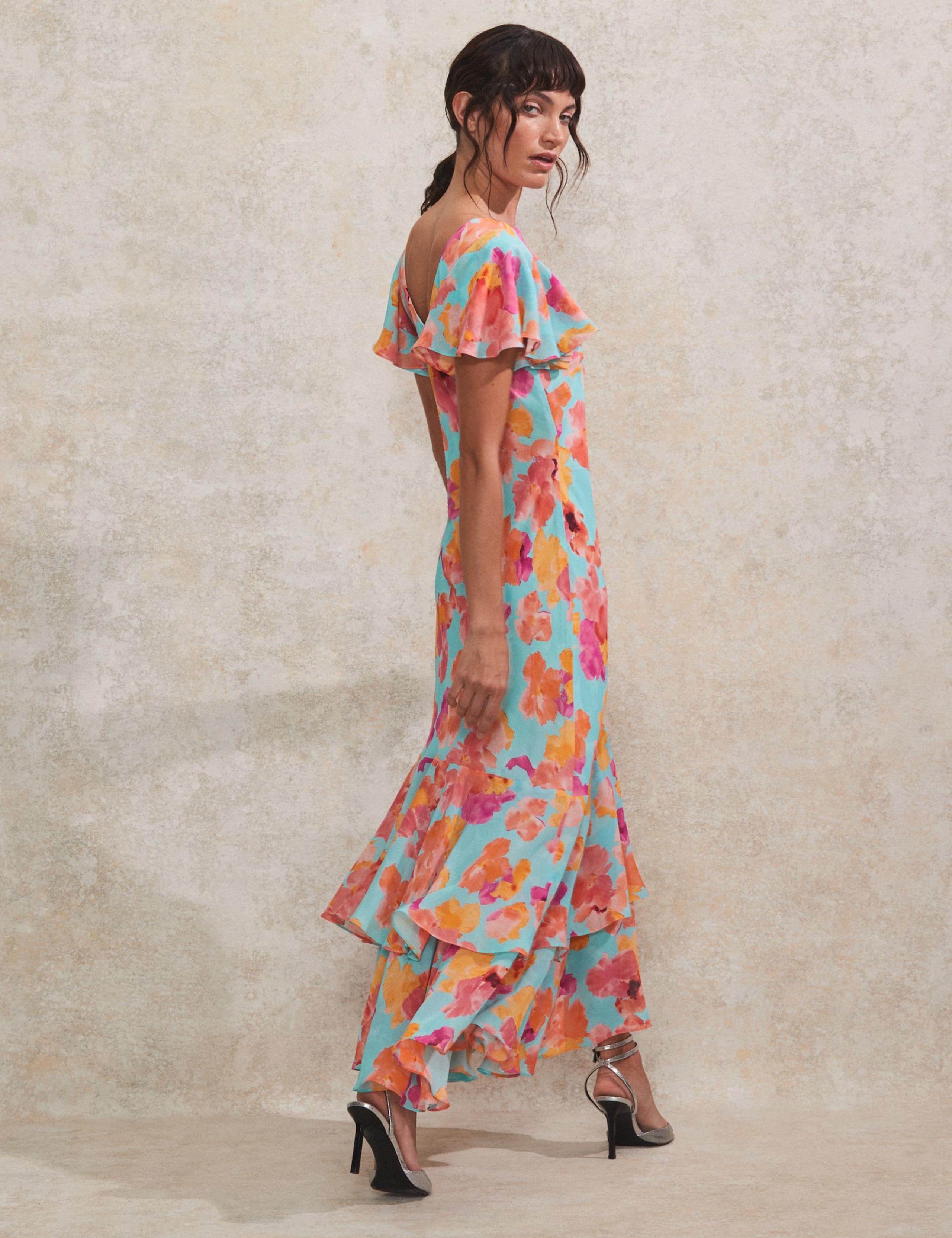 Floral Frill Sleeve Maxi Tiered Dress 3 of 6