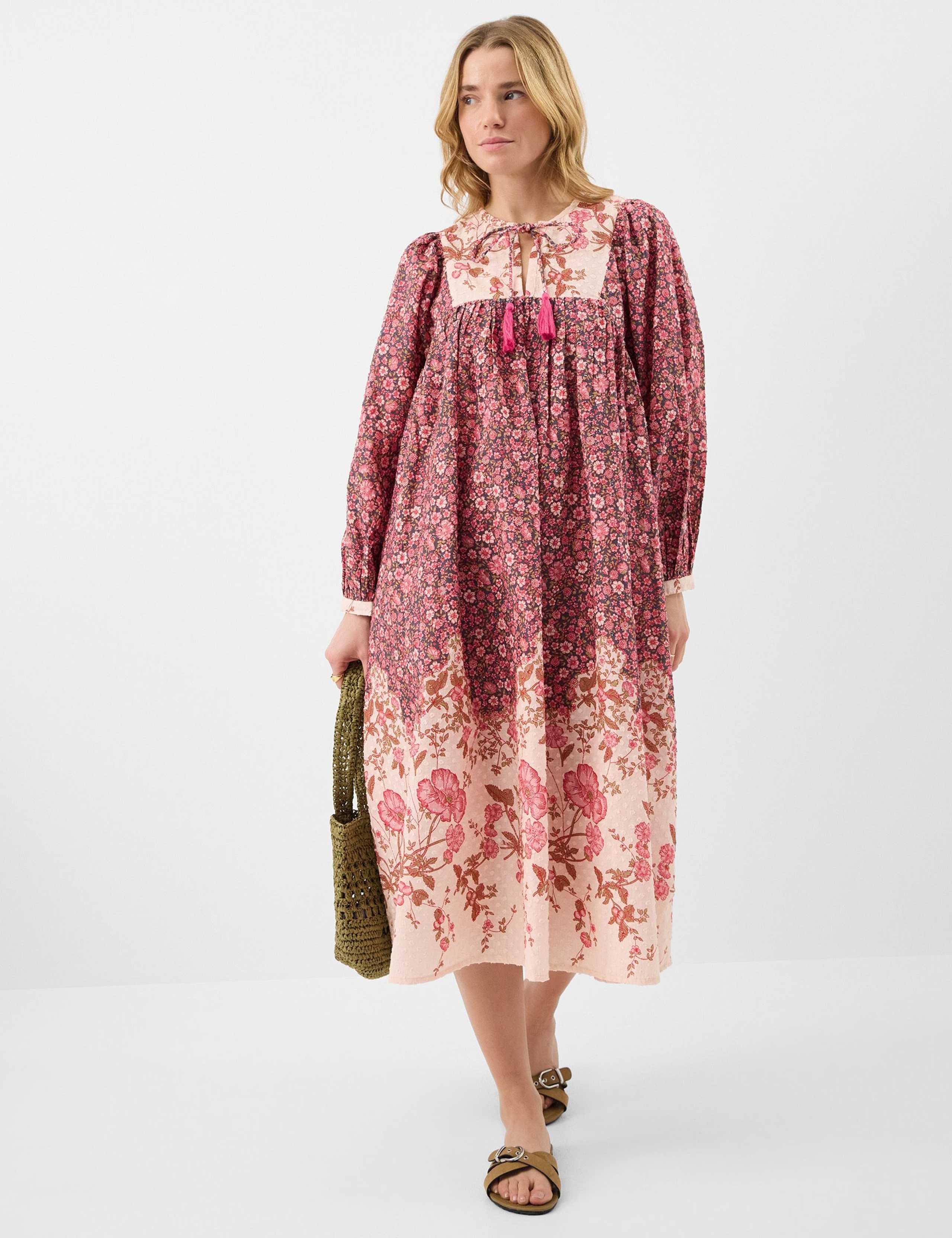 Pure Cotton Floral Midi Kaftan 1 of 5