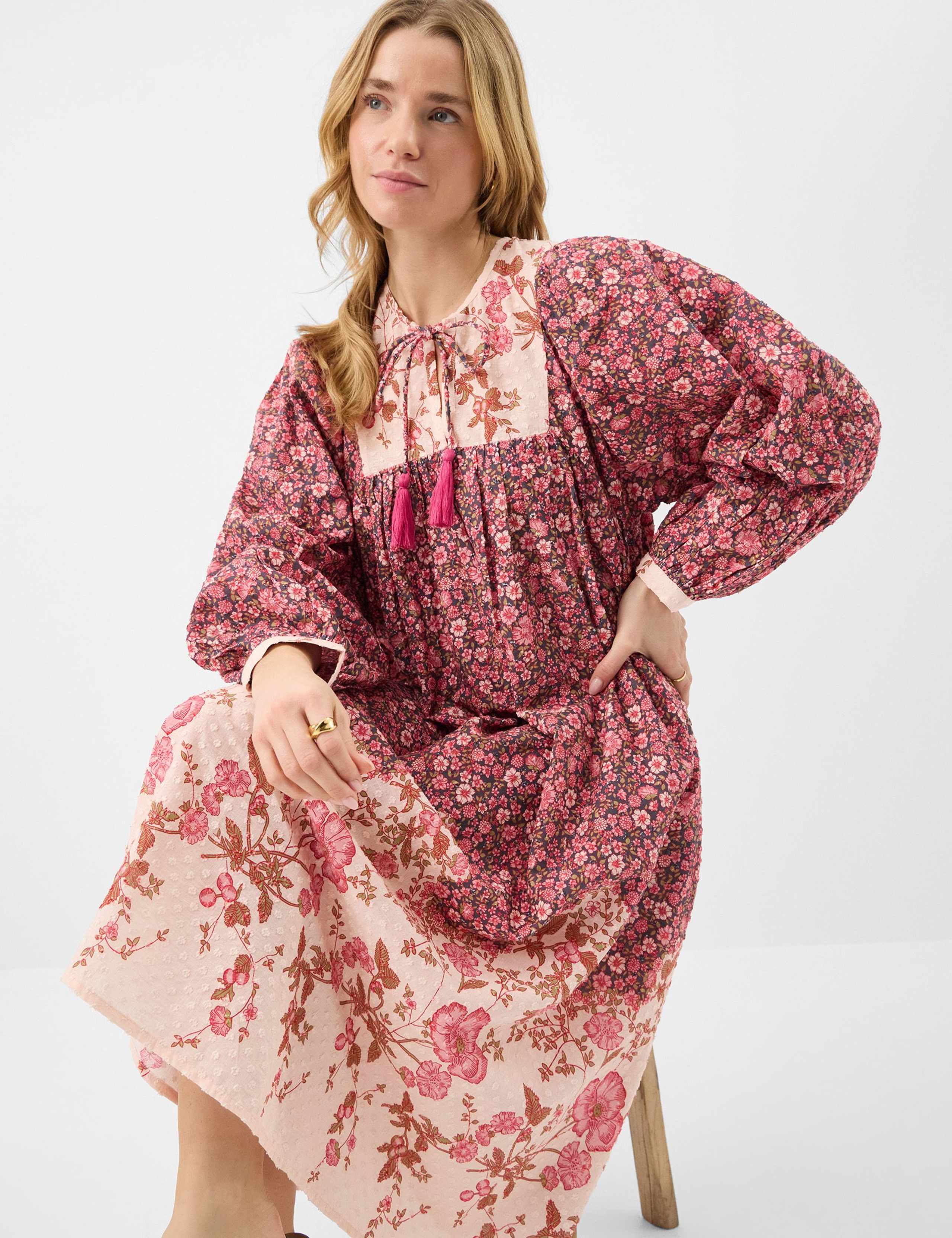 Pure Cotton Floral Midi Kaftan 2 of 5