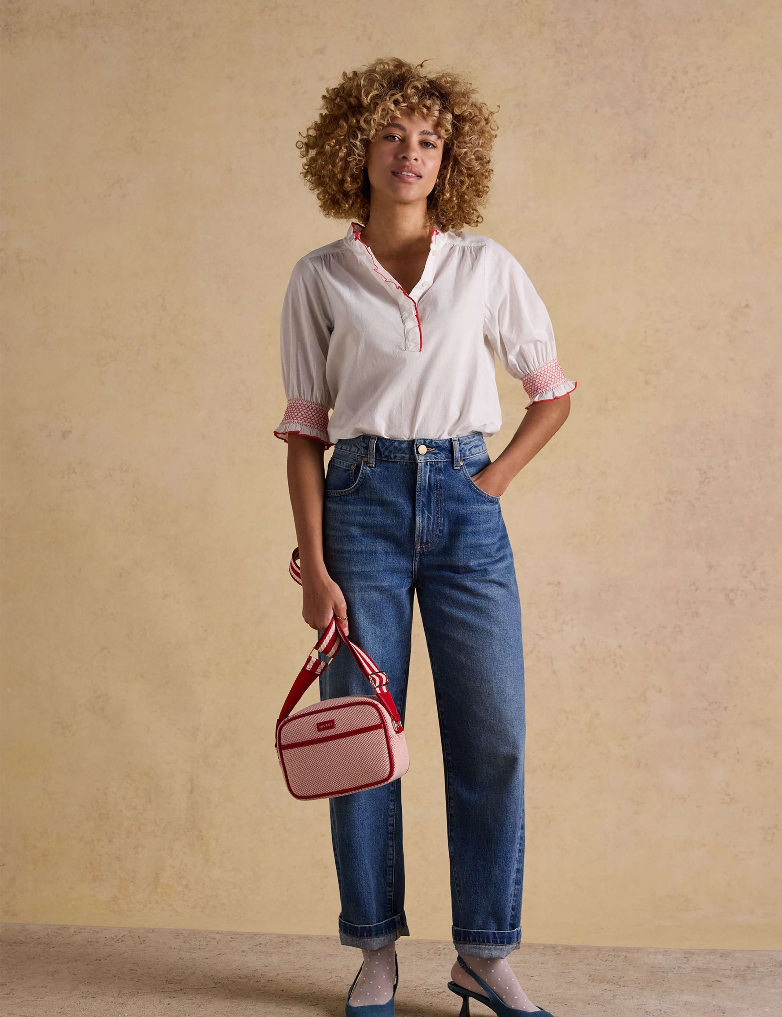 Pure Cotton High Neck Button Through Blouse 4 of 8